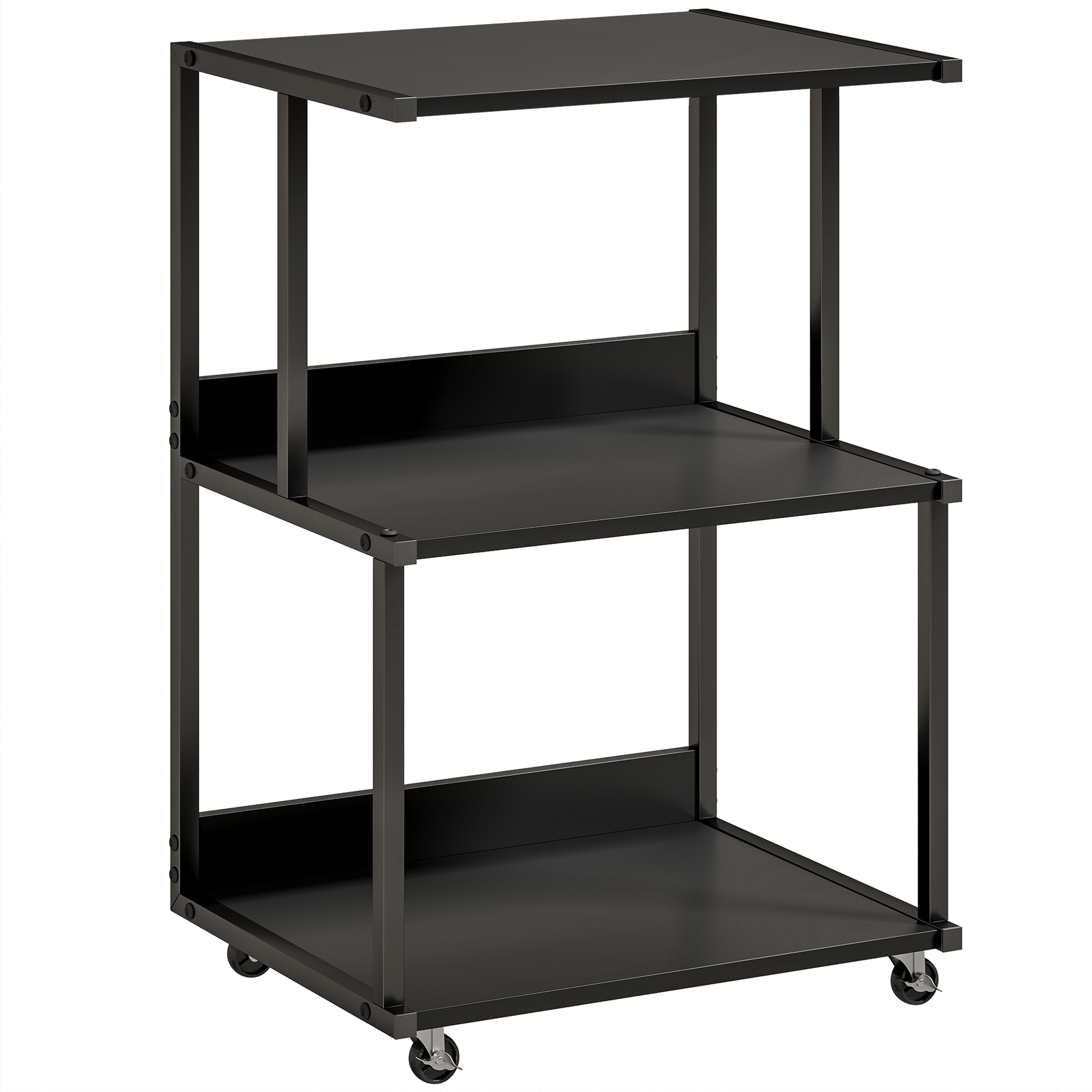 Living & hol -  Suport pentru Imprimanta cu 3 Niveluri, Tava Industriala Metalica pentru Birou, Negru