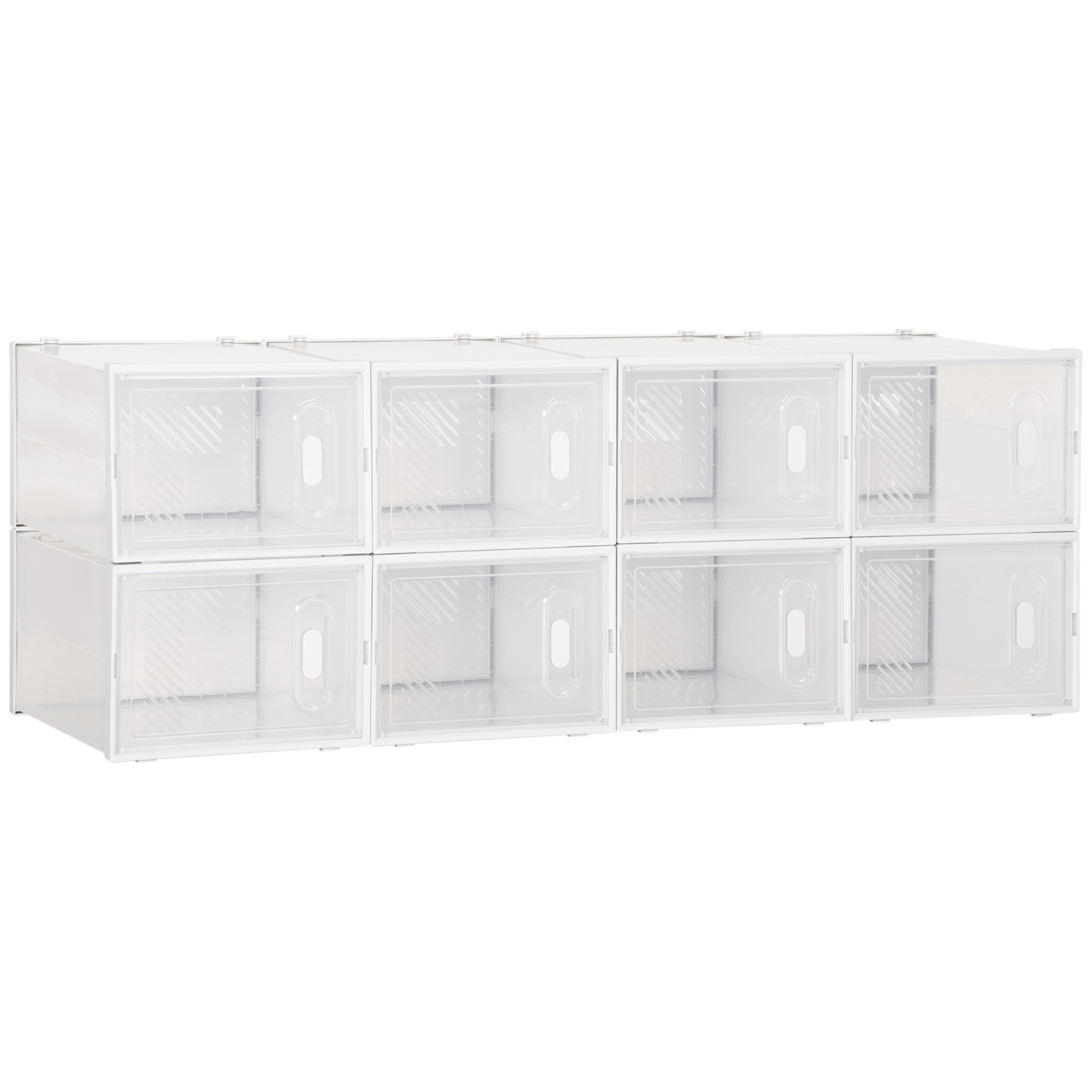 Living & hol -  Mobilier pentru organizarea incaltamintei cu gauri de ventilare, 8 cuburi, 28x36x21cm din Plastic PP, Alb si transparent