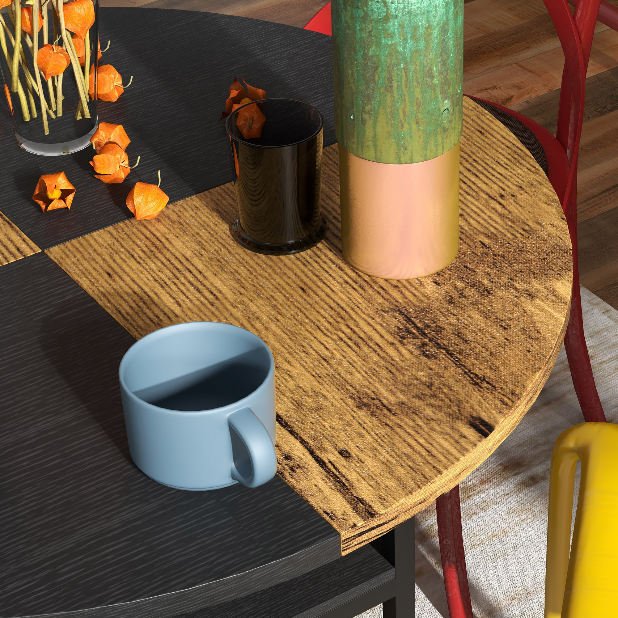  Masa Rotunda de Luat Masa pentru Persoane Masa Industriala pentru Bucatarie cu Rafturi de Depozitare pentru Sufragerie Negru [7]