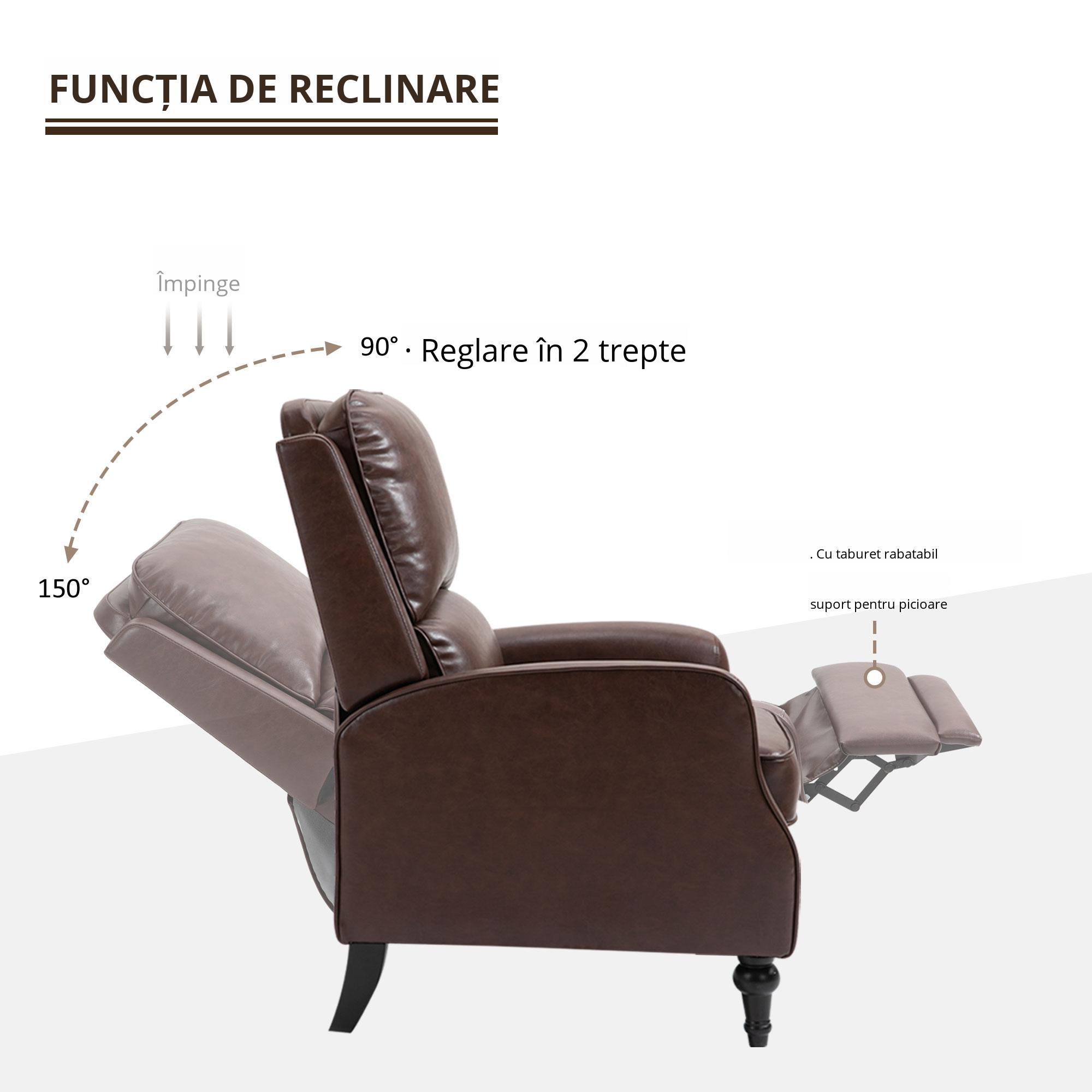  Fotoliu Relax Rabatabil 90° si 150° Manual din piele [5]