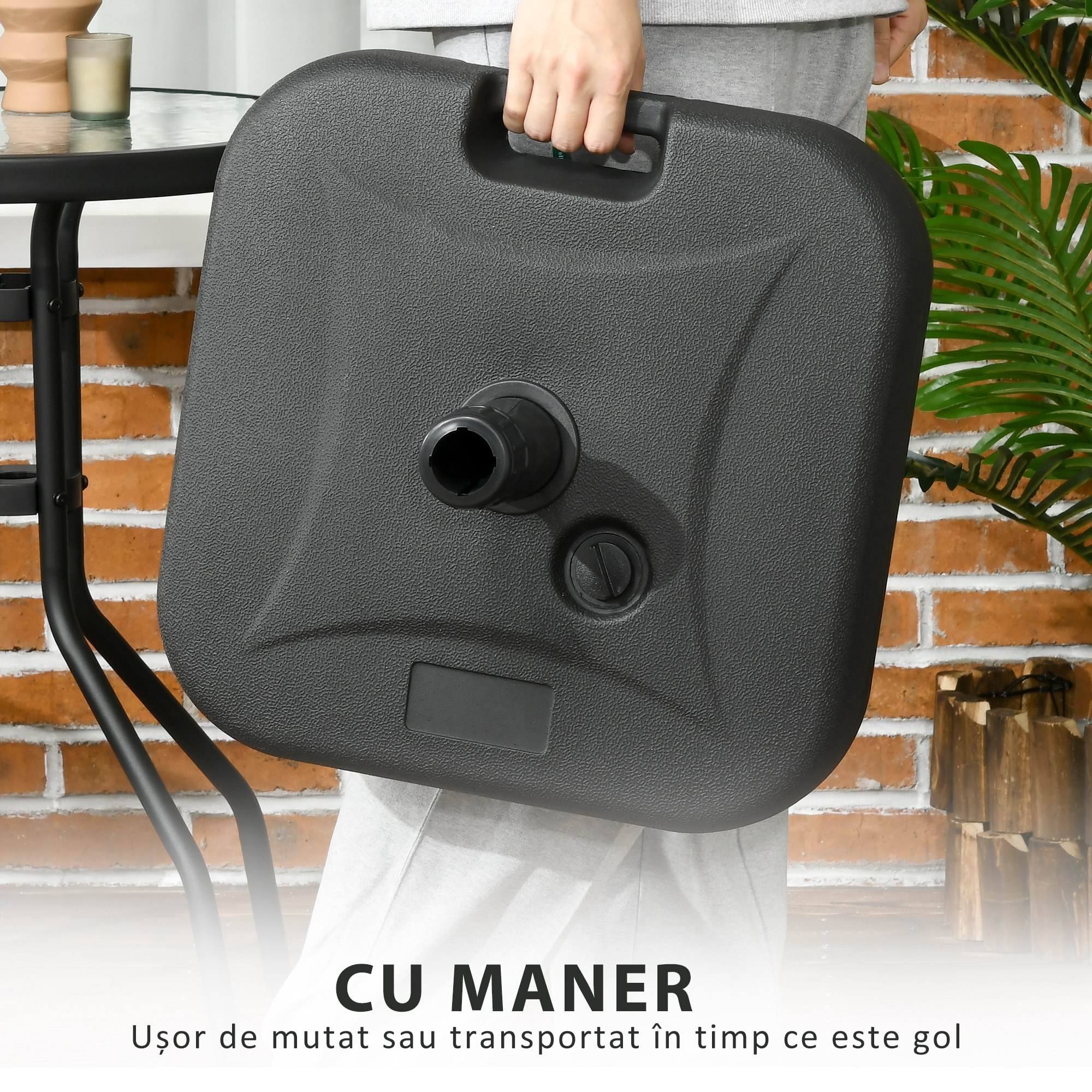  Baza pentru Umbrela de Gradina de Umplut cu Apa si Nisip,HDPE, Negru, 46x45x26cm [5]