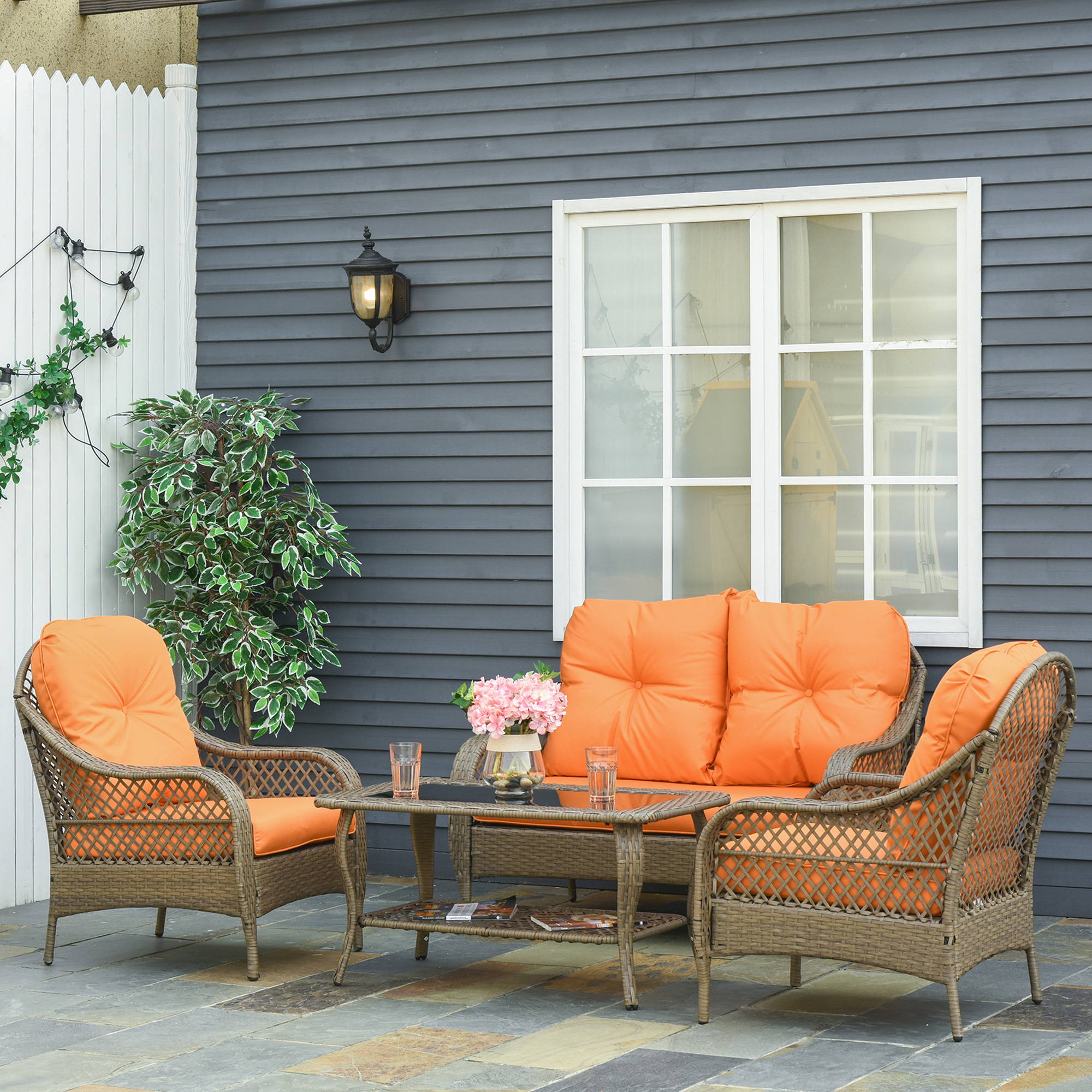  Set Mobilier de Gradina in Ratan PE 2 fotolii Canpea cu 2 locuri si masa [1]