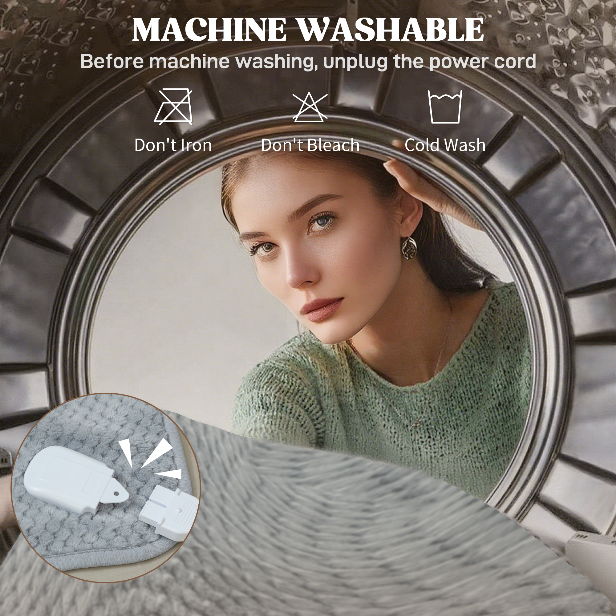  Patura Electrica 160x140 cm cu 5 Nivele de Caldura si 2 Telecomenzi, din Pile si Poliester, Gri [5]