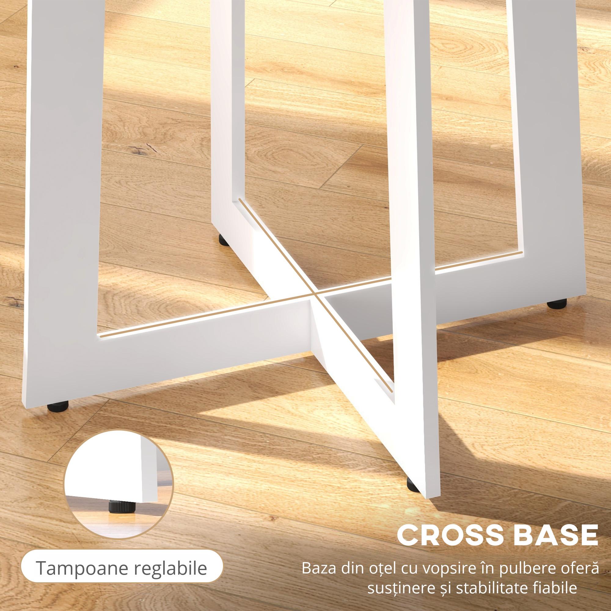  Masa rotunda moderna pentru 4 persoane, stabila, cu picioare din otel, pentru bucatarie si living [5]