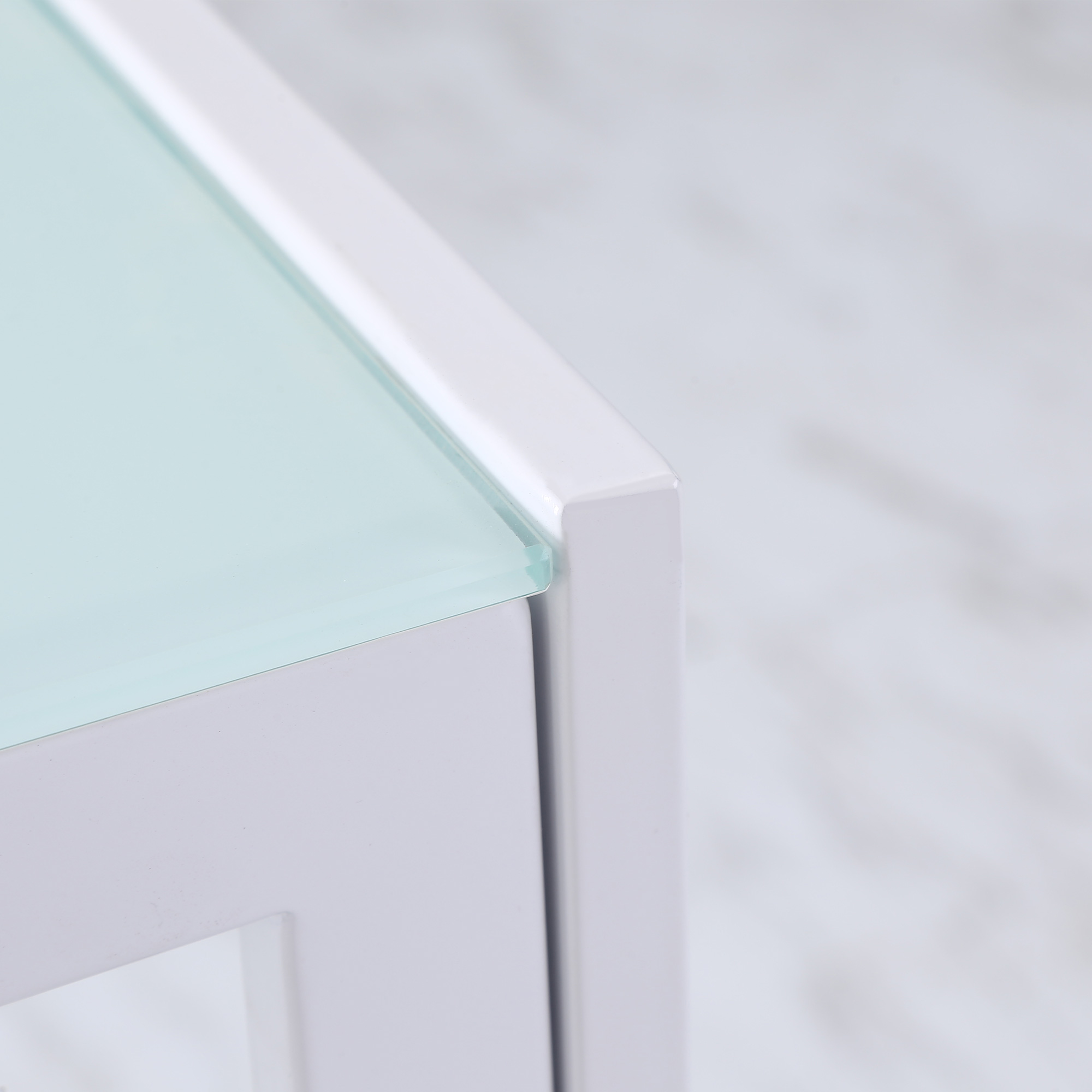  Masa Dreptunghiulara pentru 4 Persoane din Metal si Sticla Securizata, 120x60x75 cm, Alb [6]