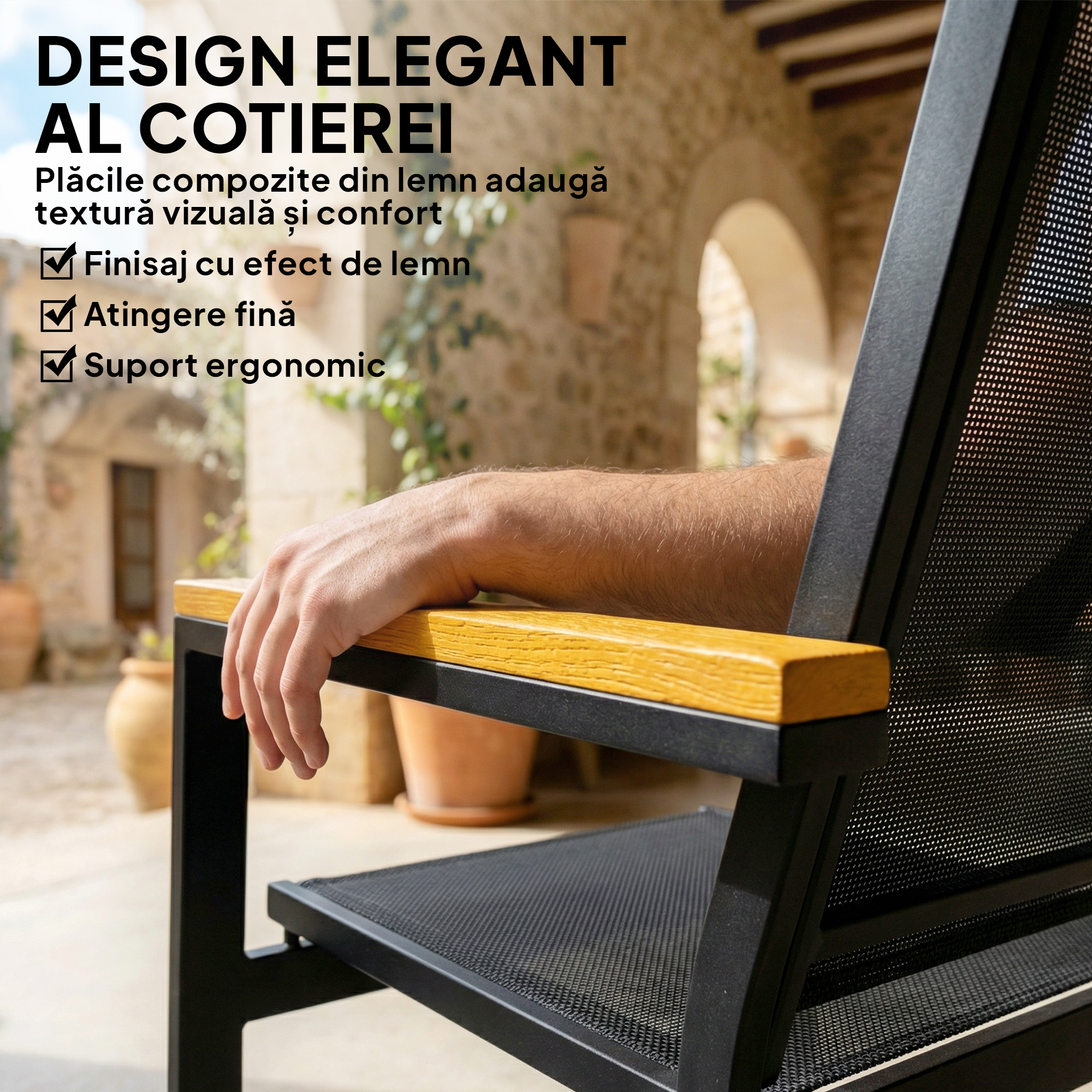  Set Mobilier Exterior, Rezistent la Rugina, 4 Piese, Negru [6]