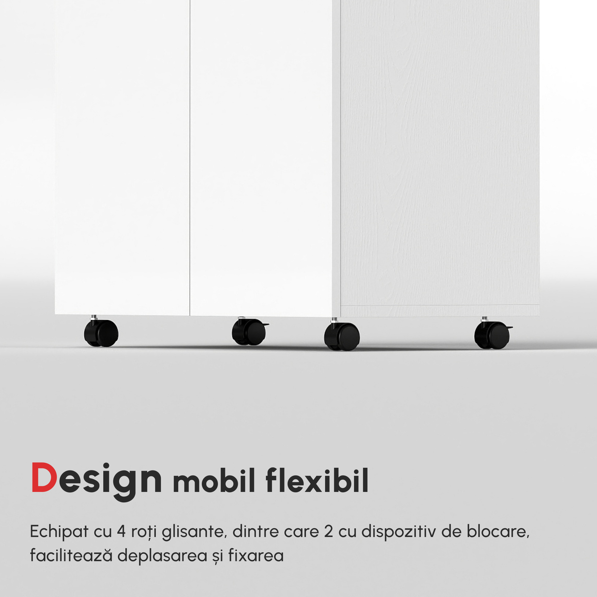  comoda TV, roti incluse, 60x35x65cm, alba [8]