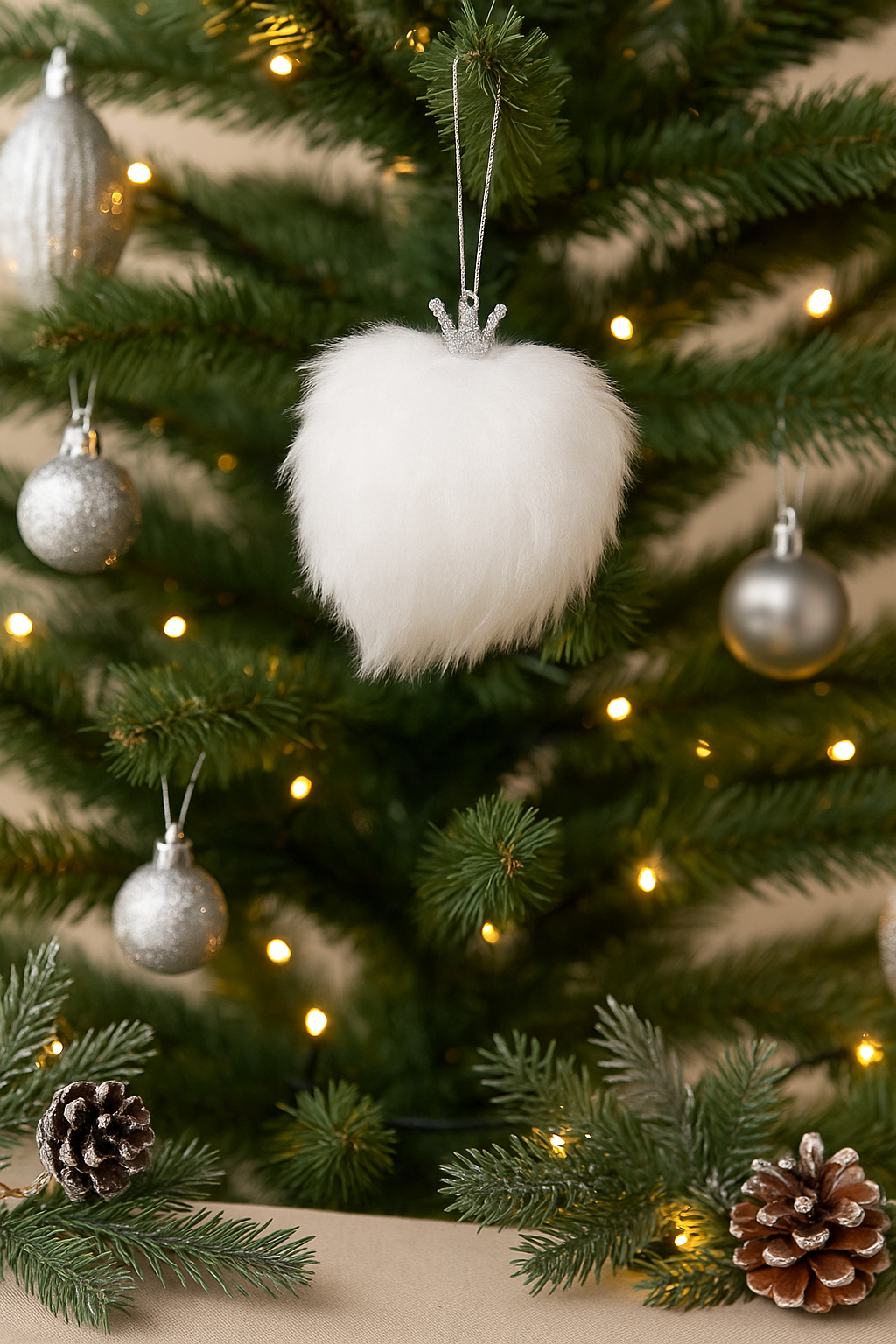 Glob decorativ Atmosphera cu finisaj pufos, diametru 8 cm, alb [2]