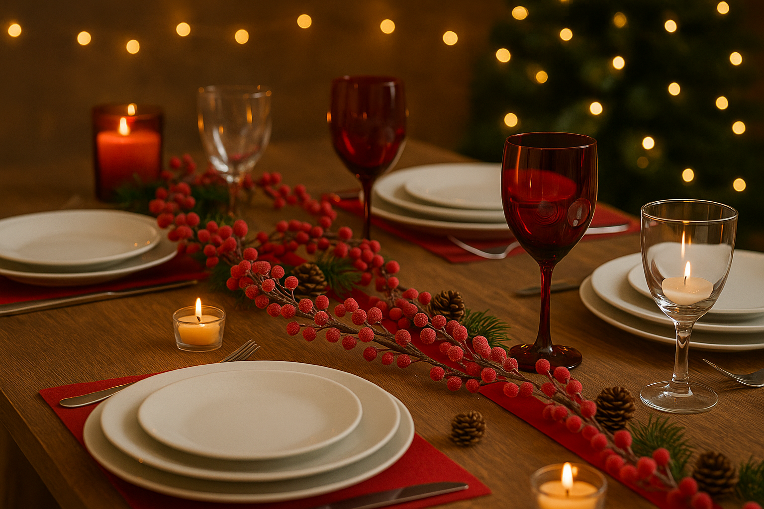 Ghirlanda decorativa cu fructe rosii, 190 cm, rosu [2]