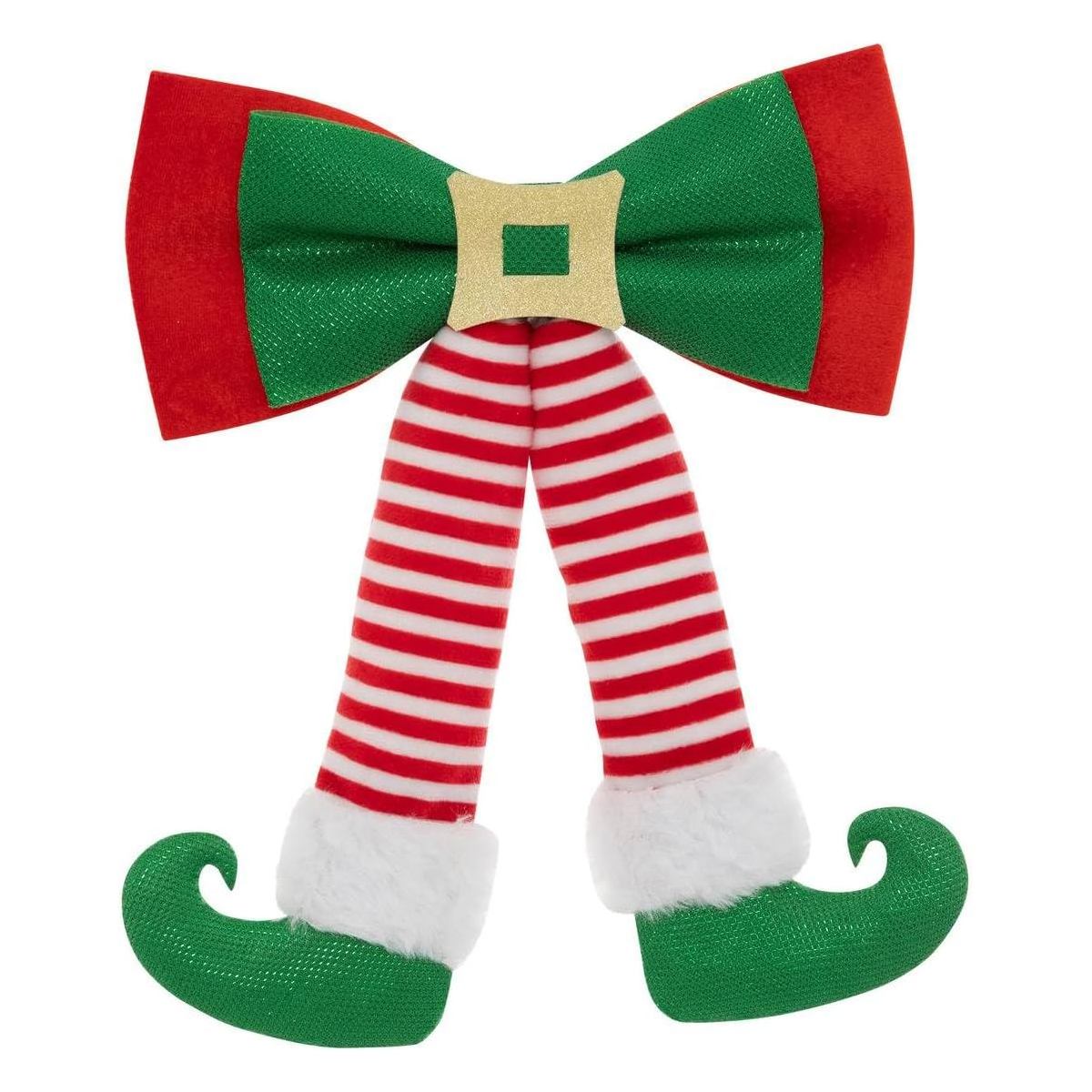 Decoratiuni si figurine - Fundita decorativa elfi pentru bradul de Craciun, 24x32 cm, verde si rosu