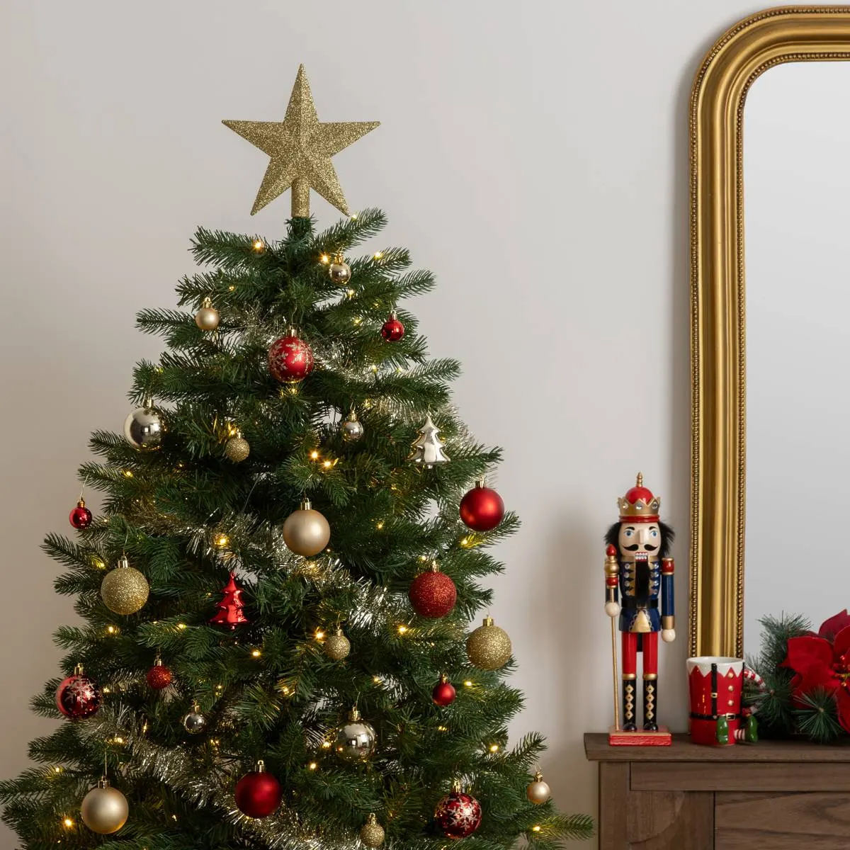 Set globuri decoratiuni brad de Craciun, 44 piese, rosu si auriu [3]