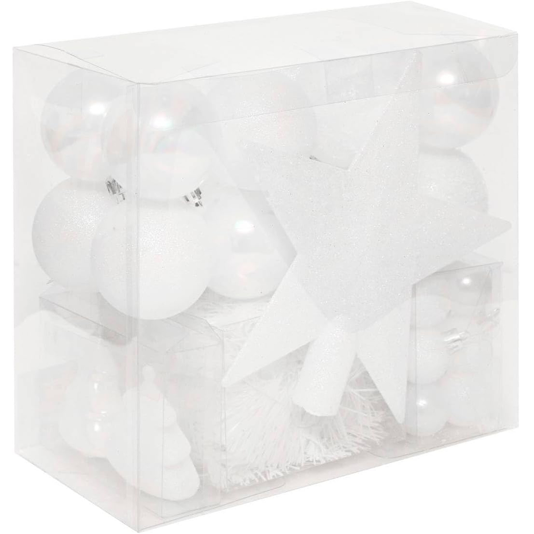 Decoratiuni si figurine - Set decoratiuni Craciun, 44 piese, cu globuri, ghirlanda si varf de brad, ab