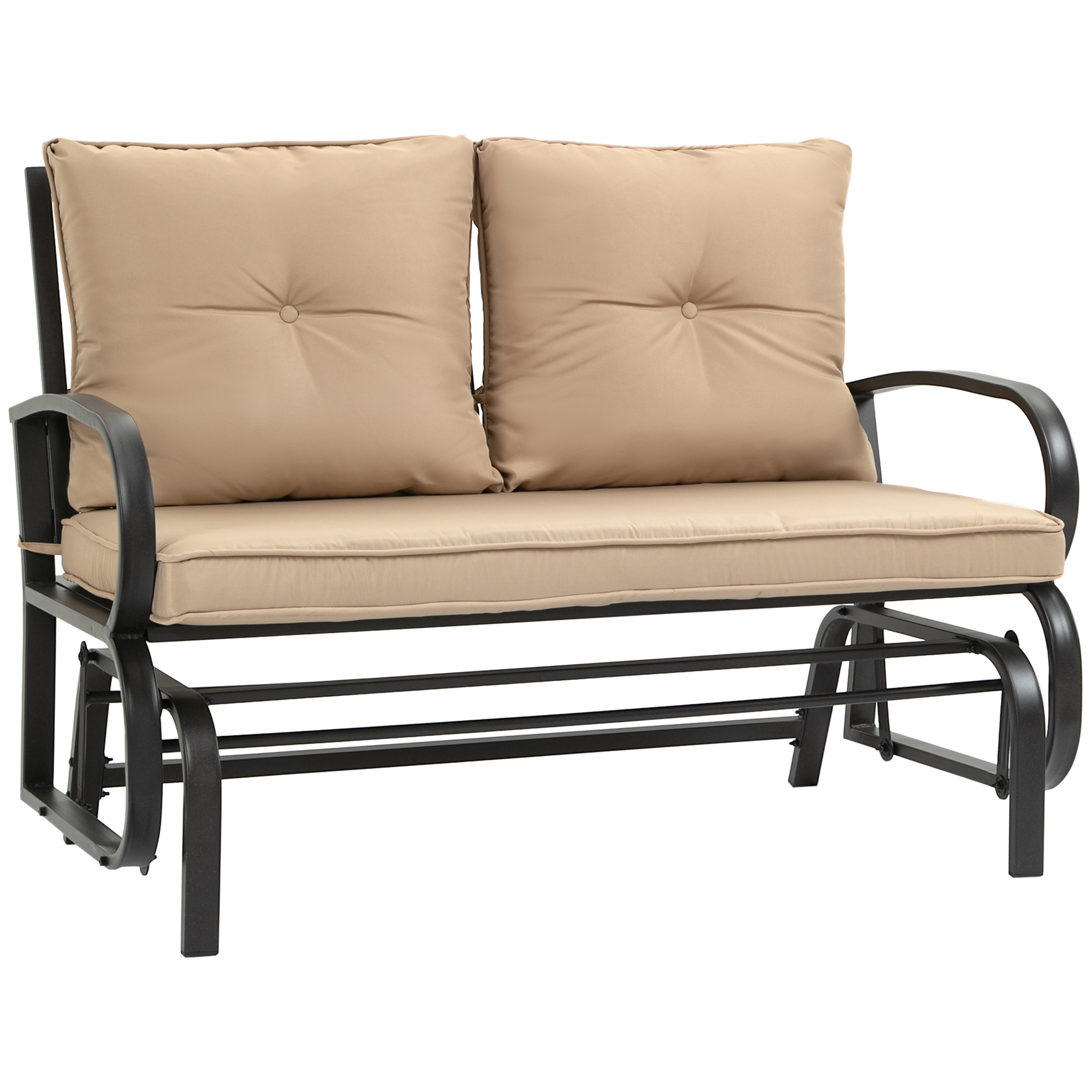 Gradina & balcon -  Balansoar de Gradina pentru 2 Persoane cu Perne Capitonate pentru Sezut cu Spatar, 122x70x87cm, Kaki