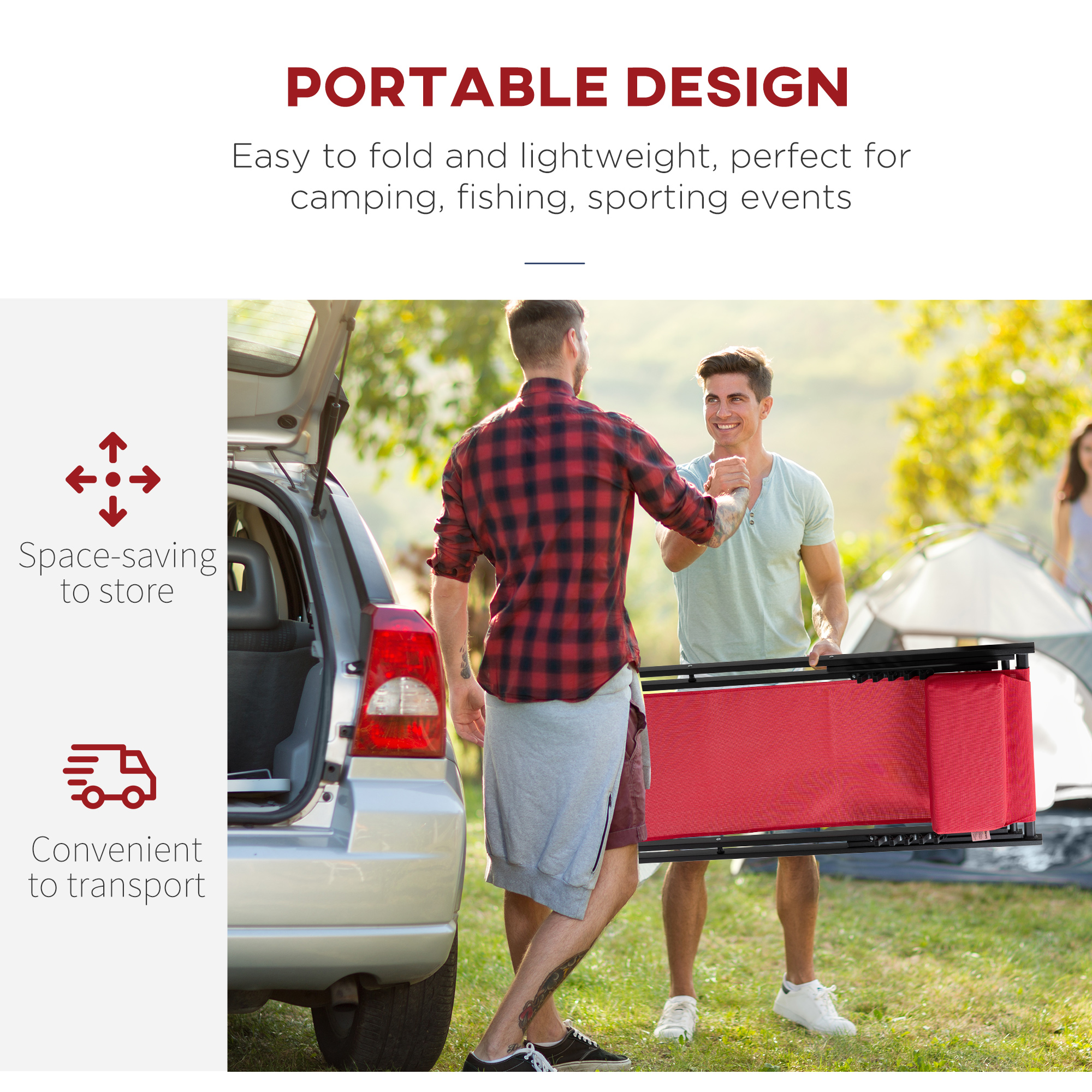  Set de 2 Sezlonguri Rabatabile din Aluminiu si Textilen Rosu [3]