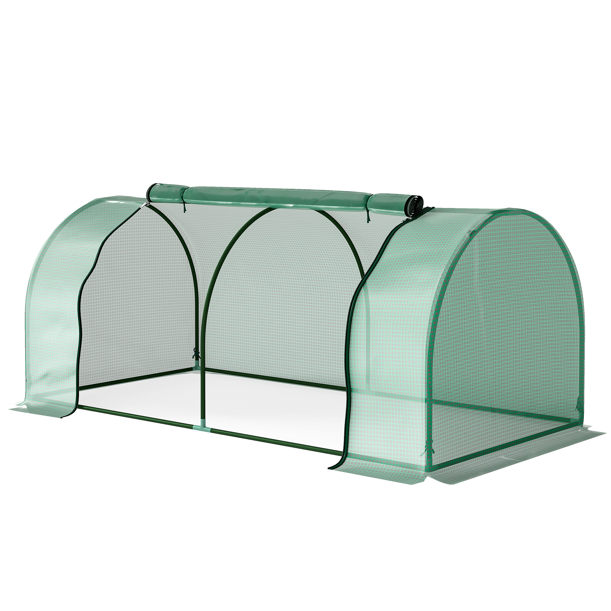 Gradina & balcon - Sera Tunel  din Otel si cu Capac din PVC, 200x100x80 cm, Transparent si Verde
