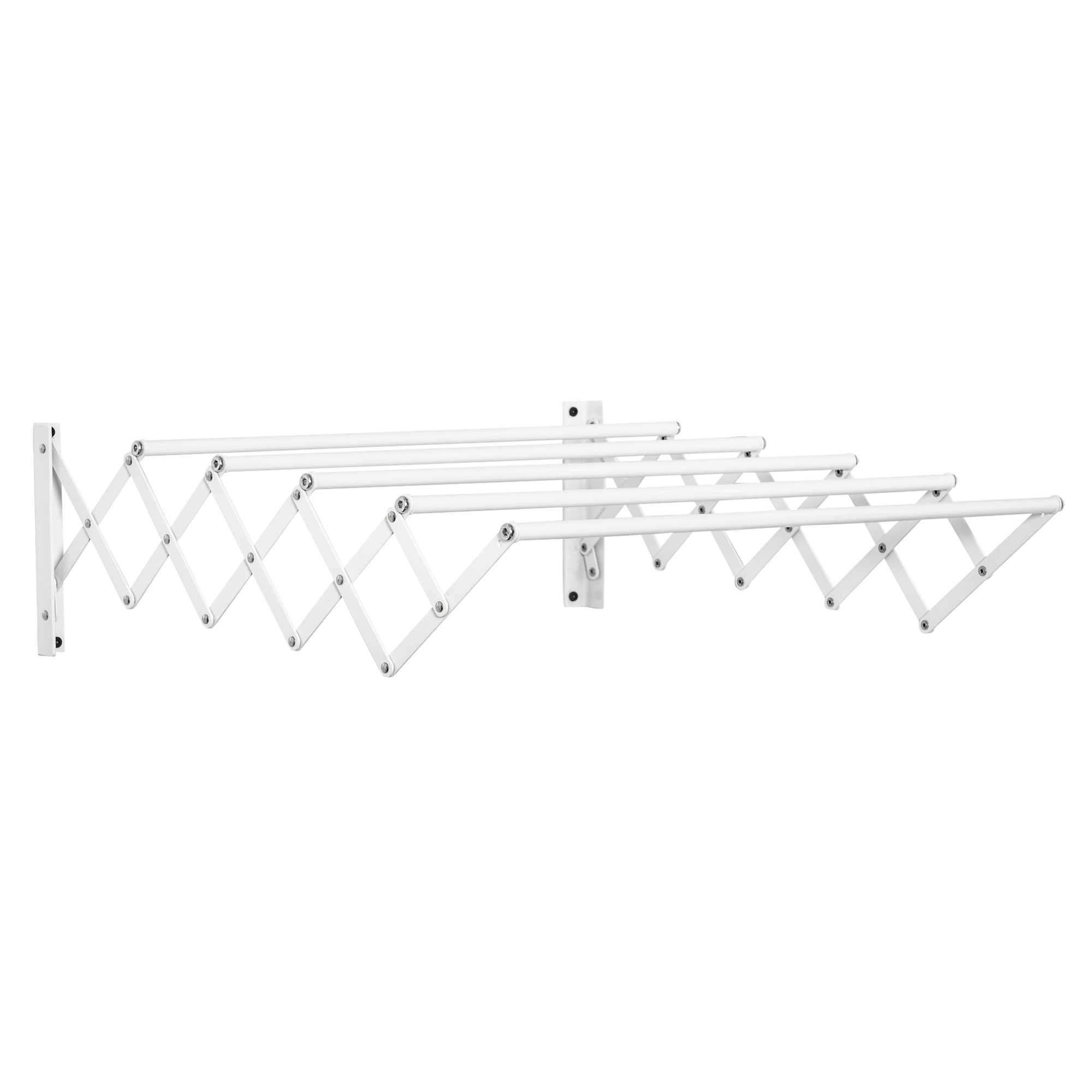 Baie -  Uscator de Rufe Retractabil pentru Perete, Uscator Pliabil Economisitor de Spatiu din Metal pentru Interior si Exterior, 63,5x60x20 cm, Alb