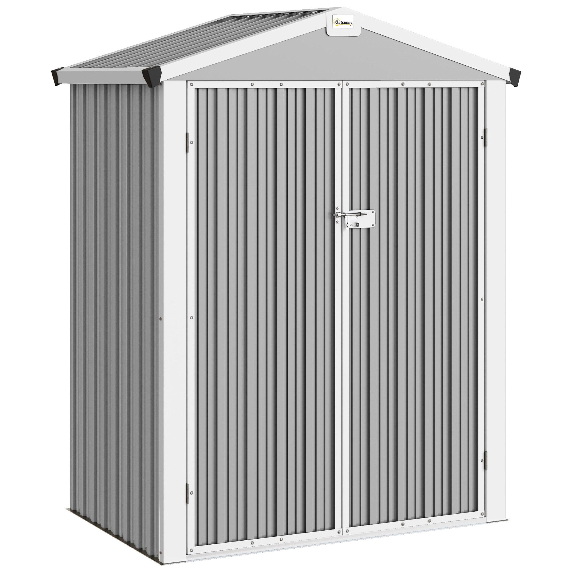 Gradina & balcon -  Casuta de Gradina din Otel 1,1m² cu Usi Duble Blocabile, 133x87x178 cm, Gri Argintiu