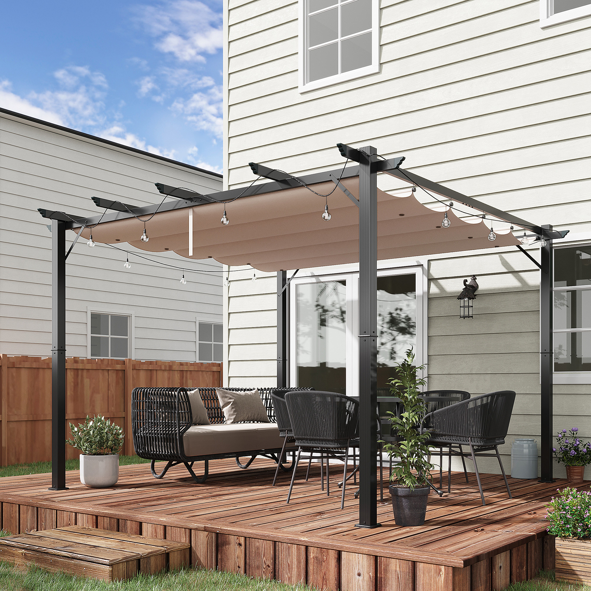  Foisor Pergola de Gradina 3x3 m cu Acoperis Retractabil [1]