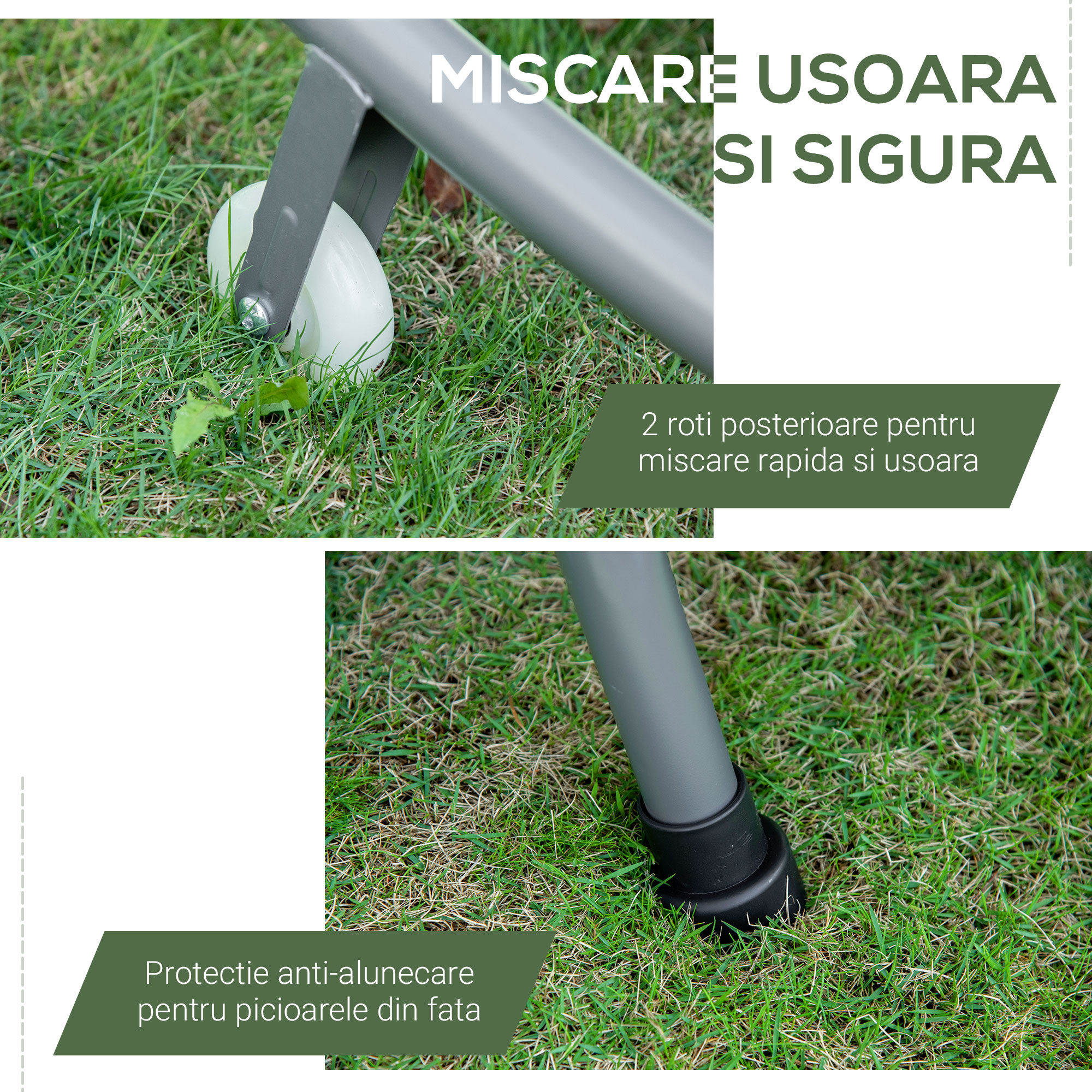  sezlong Dublu de Gradina cu 2 Locuri si Parasolar Reglabil, 200x175x134 cm, Gri [6]