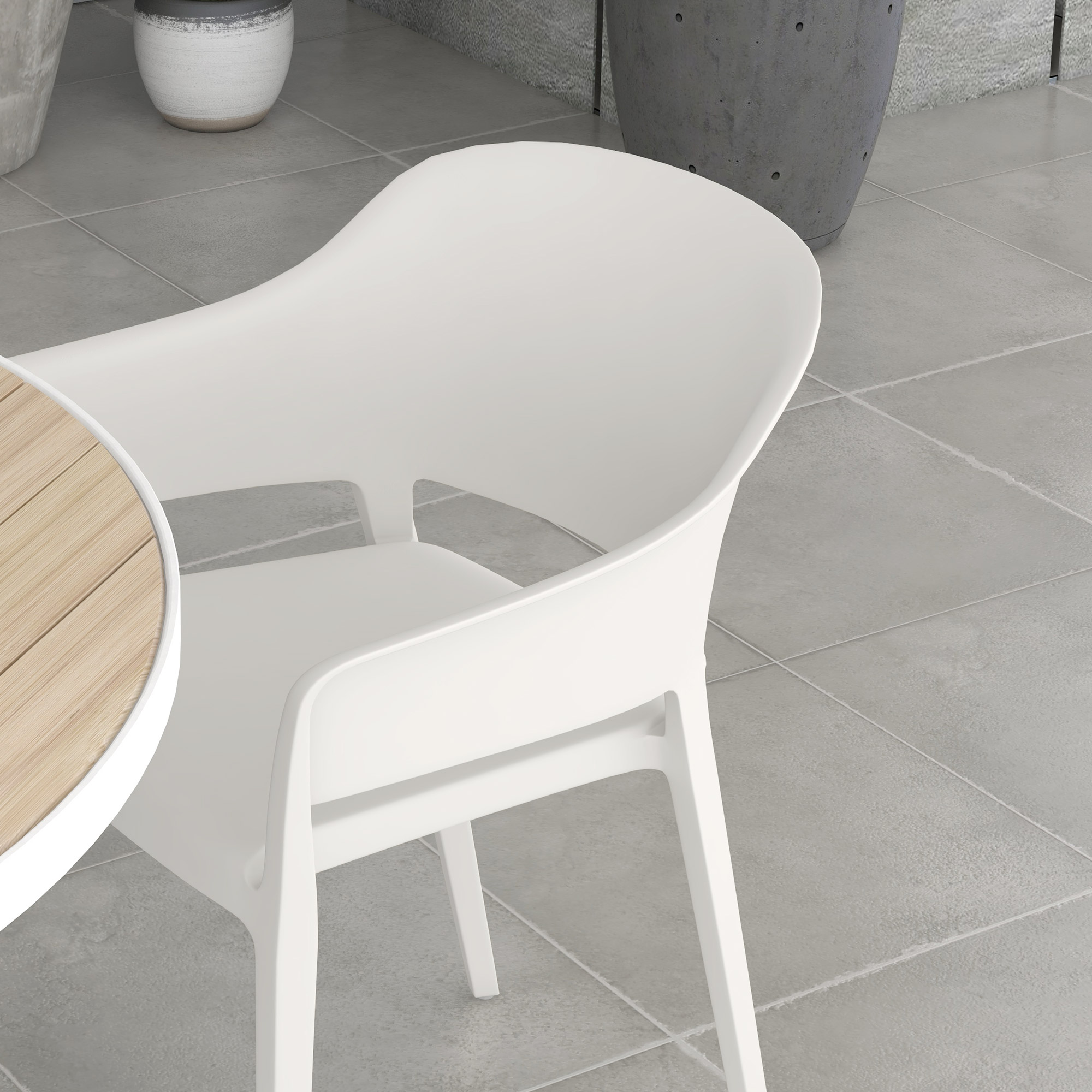  Set 4 Scaune Gradina Plastic PP - Spatar inalt, Cotiera, Rezistente UV [7]