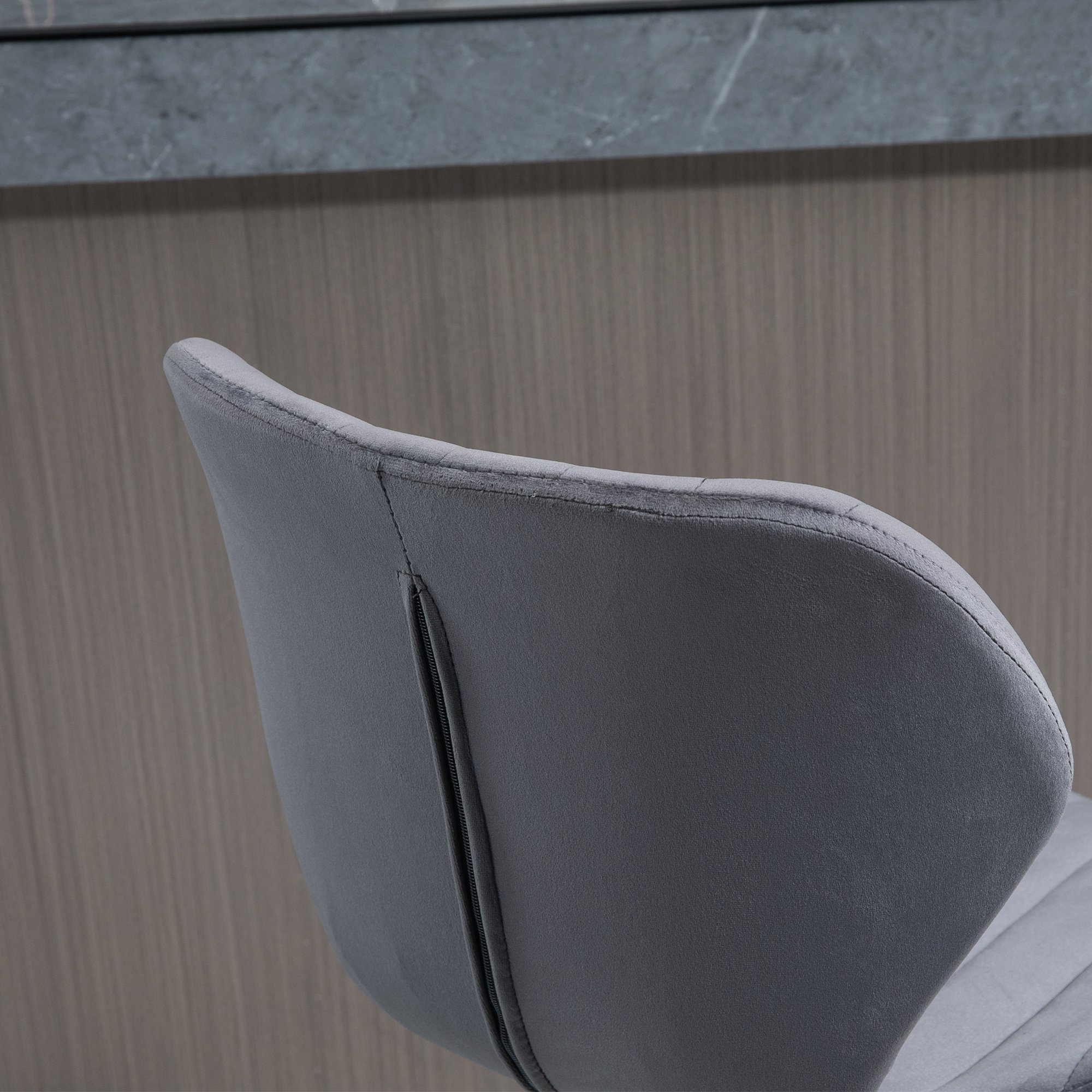  Set 2 Scaune Bar - Negru Catifea, Reglabile & Cu Spatar [7]