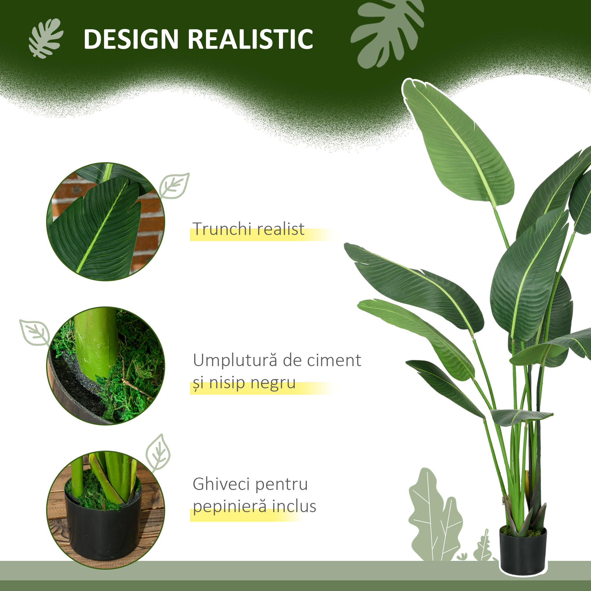  Palmierul Calatorilor Artificial Cu Ghiveci, 5m [4]