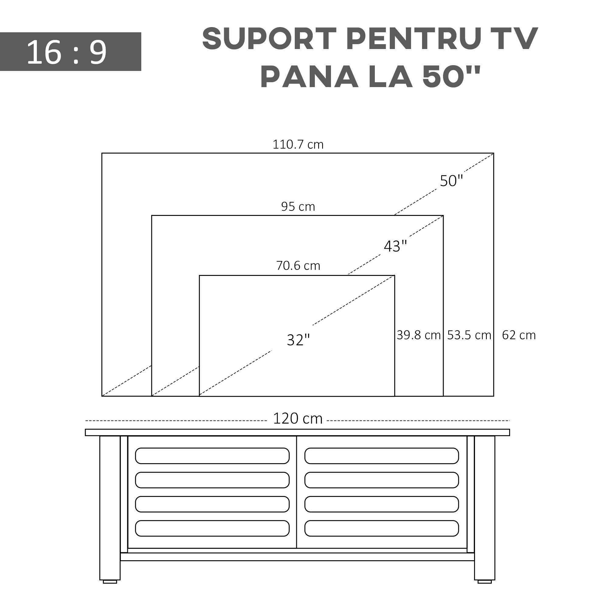  Mobilier TV 42" - Alb & Lemn Natural, Design Compact 105×52 cm [3]