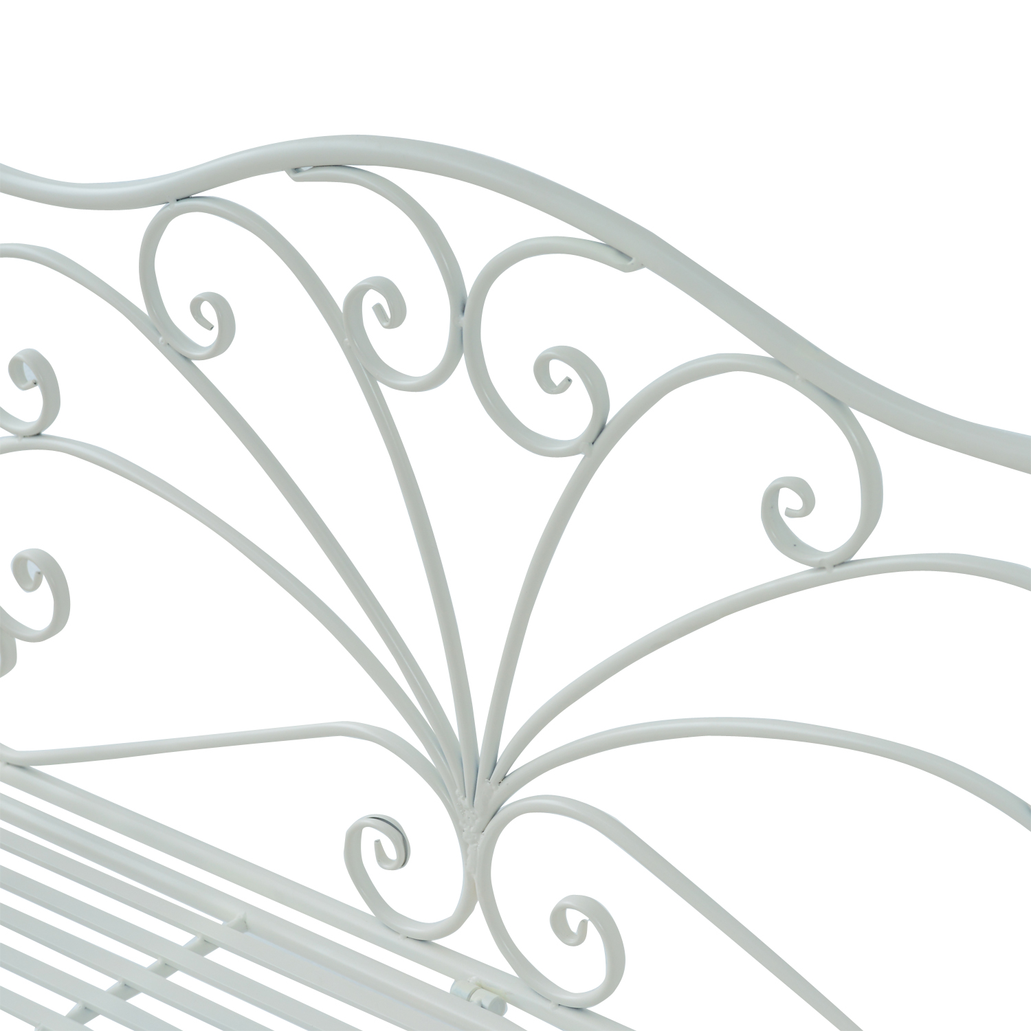  Banca de Exterior cu 2 Locuri, Banca de Gradina in Stil Romantic din Fier, 113,5x50x96 cm, Alb [7]