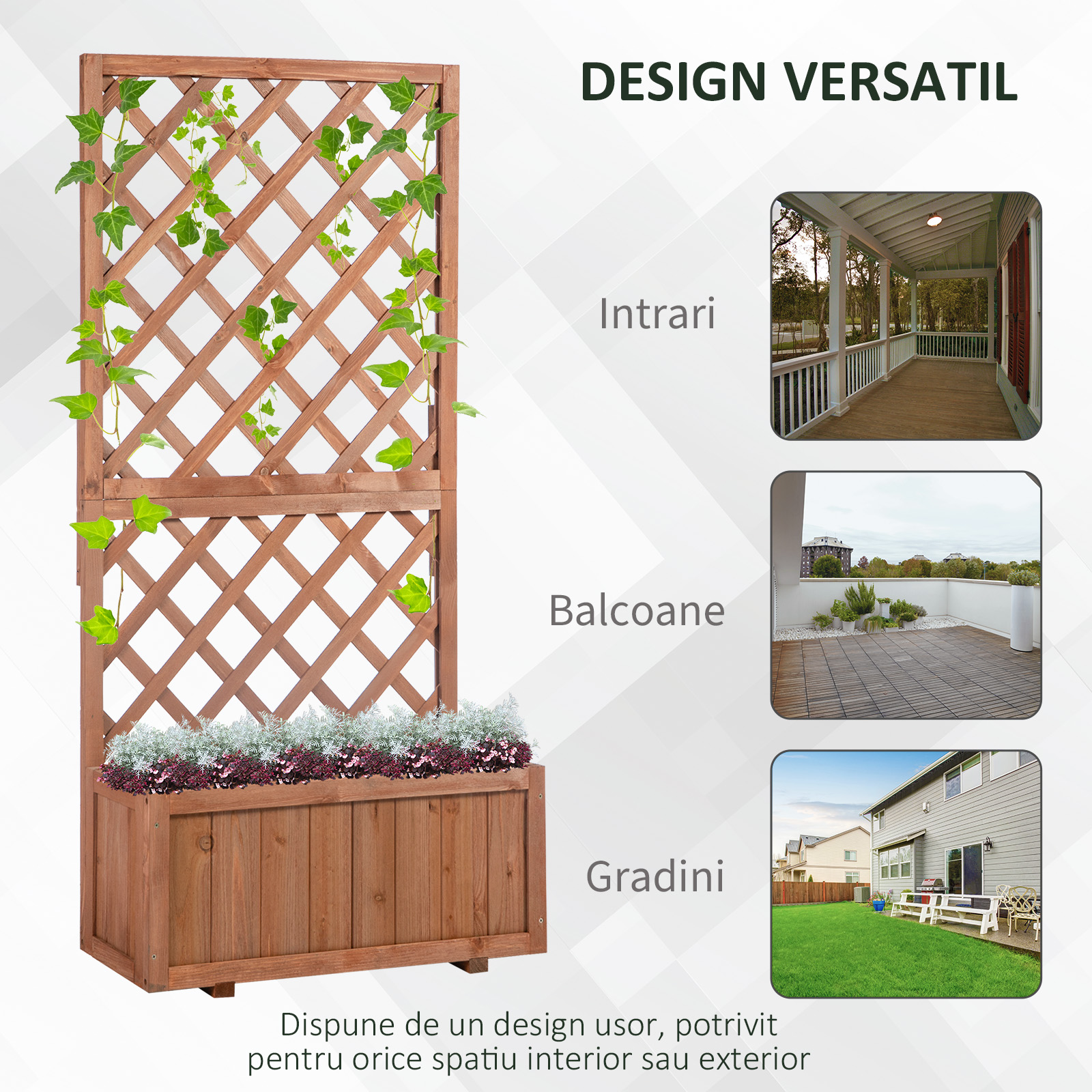  Ghiveci pentru Extern din Lemn cu Spatar pentru Plante Cataratoare [5]