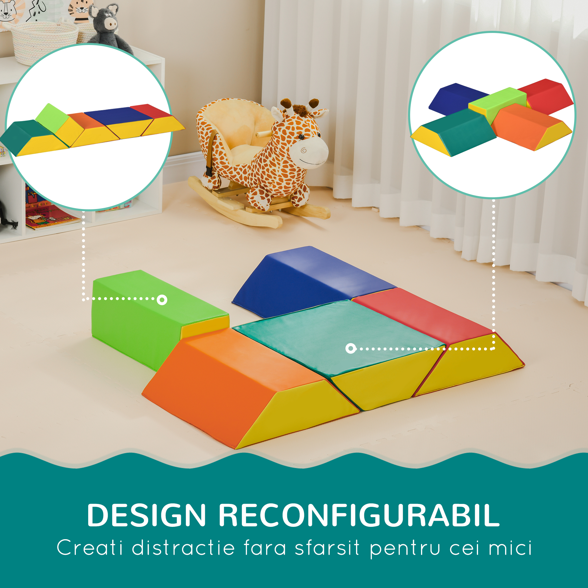  Set de Constructii Moi pentru Copii 1-3 Ani cu 5 Blocuri, 48.3x19.1x48.3 cm, Multicolor [5]