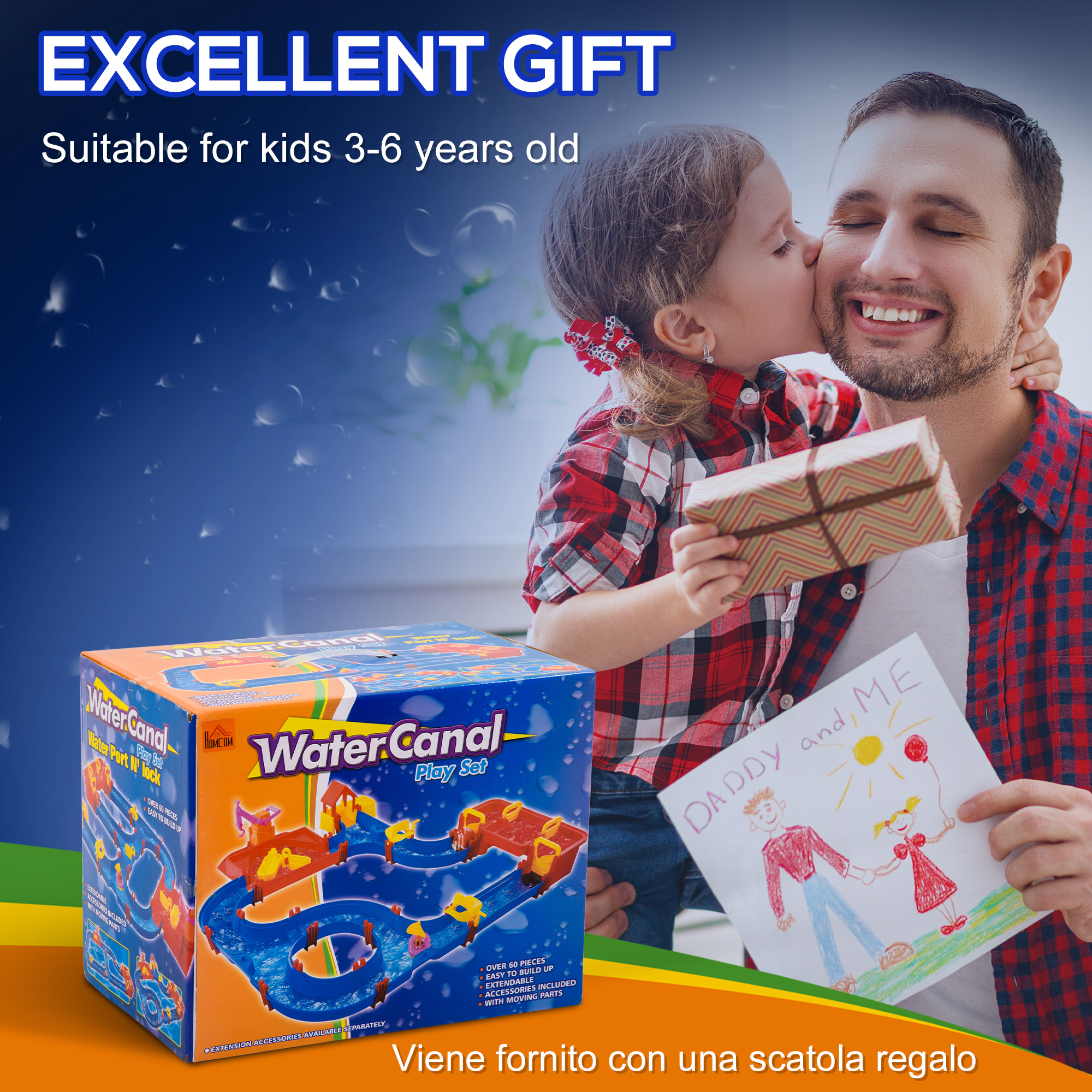  Playset pentru apa 78 Piese pentru Copii 3-6 Ani, 123x90x7cm, Albastru si Rosu [6]