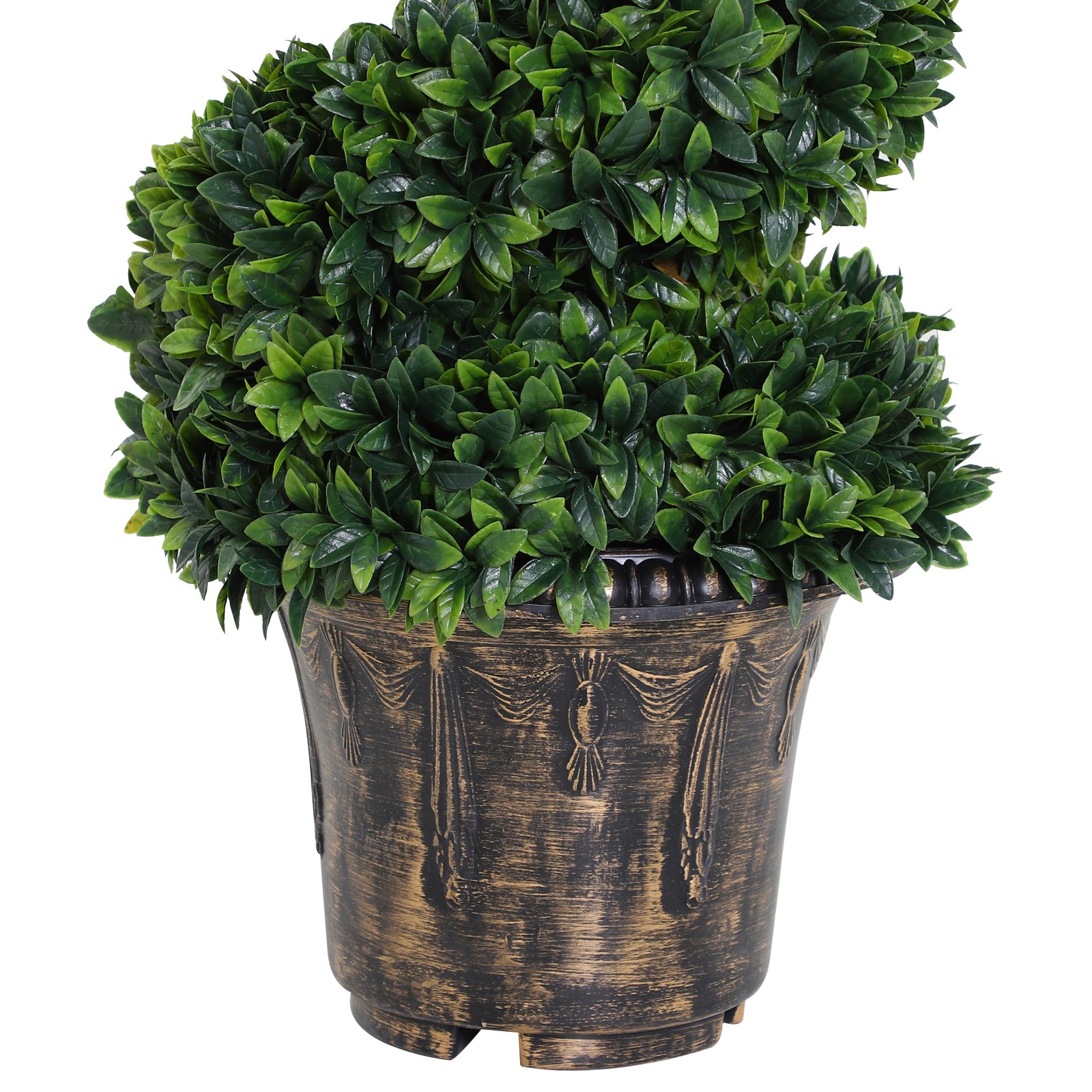  Planta Artificiala Decorativa Buxus in Spirala cu Ghiveci Inclus, Ф32x120 cm, Verde [7]
