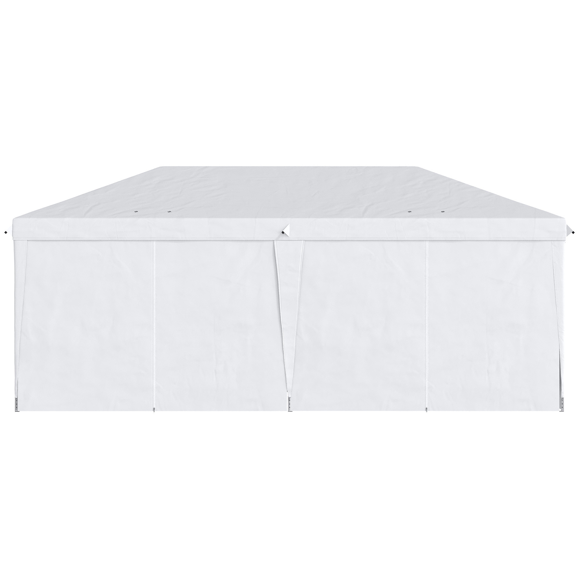  Pavilion 6x3 m pliabil de gradina cu 6 pereti laterali din otel si material Oxford, cu franghii si tarusi, alb [8]