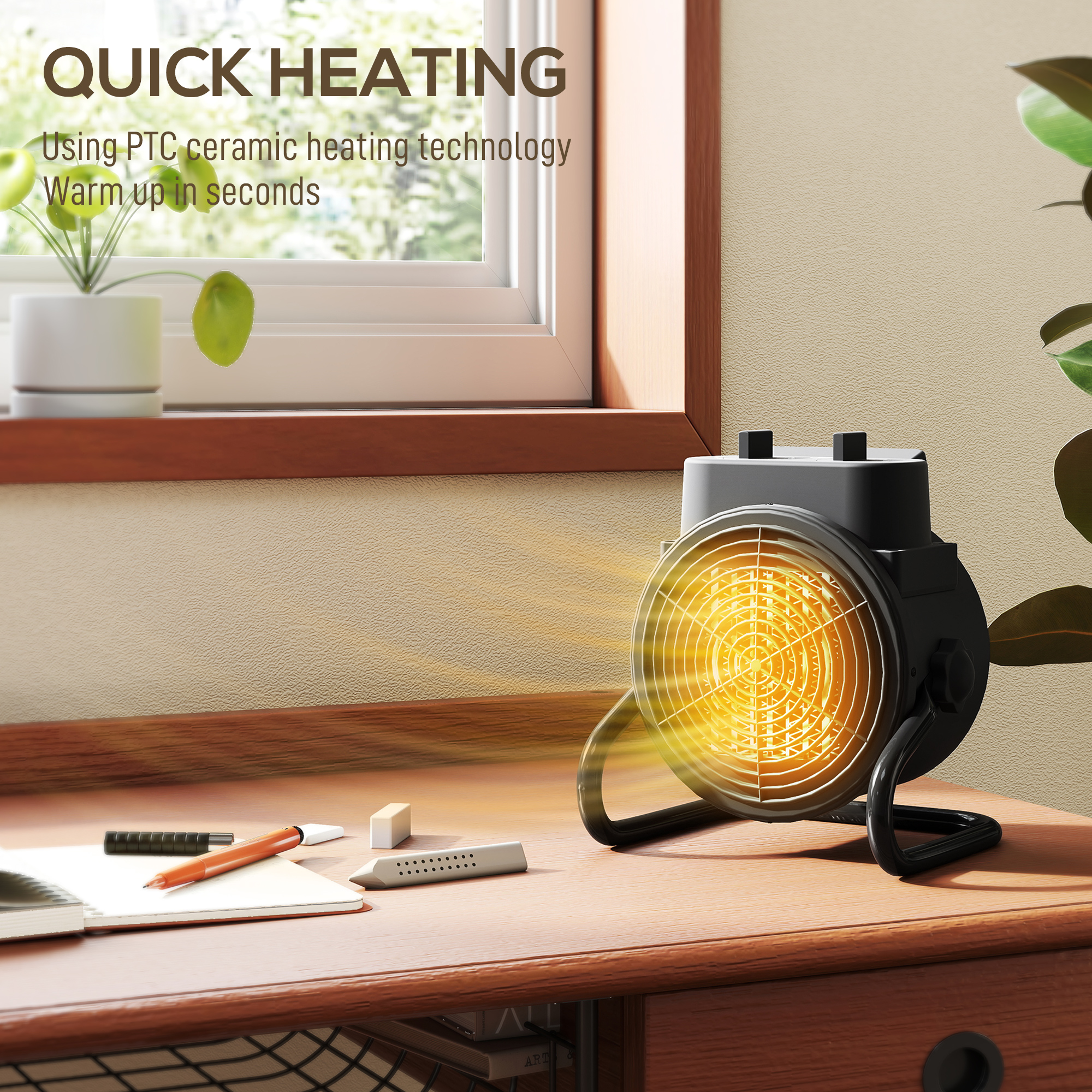  incalzitor electric reglabil cu 3 moduri, 21.5x15.8x22 cm, Negru [3]