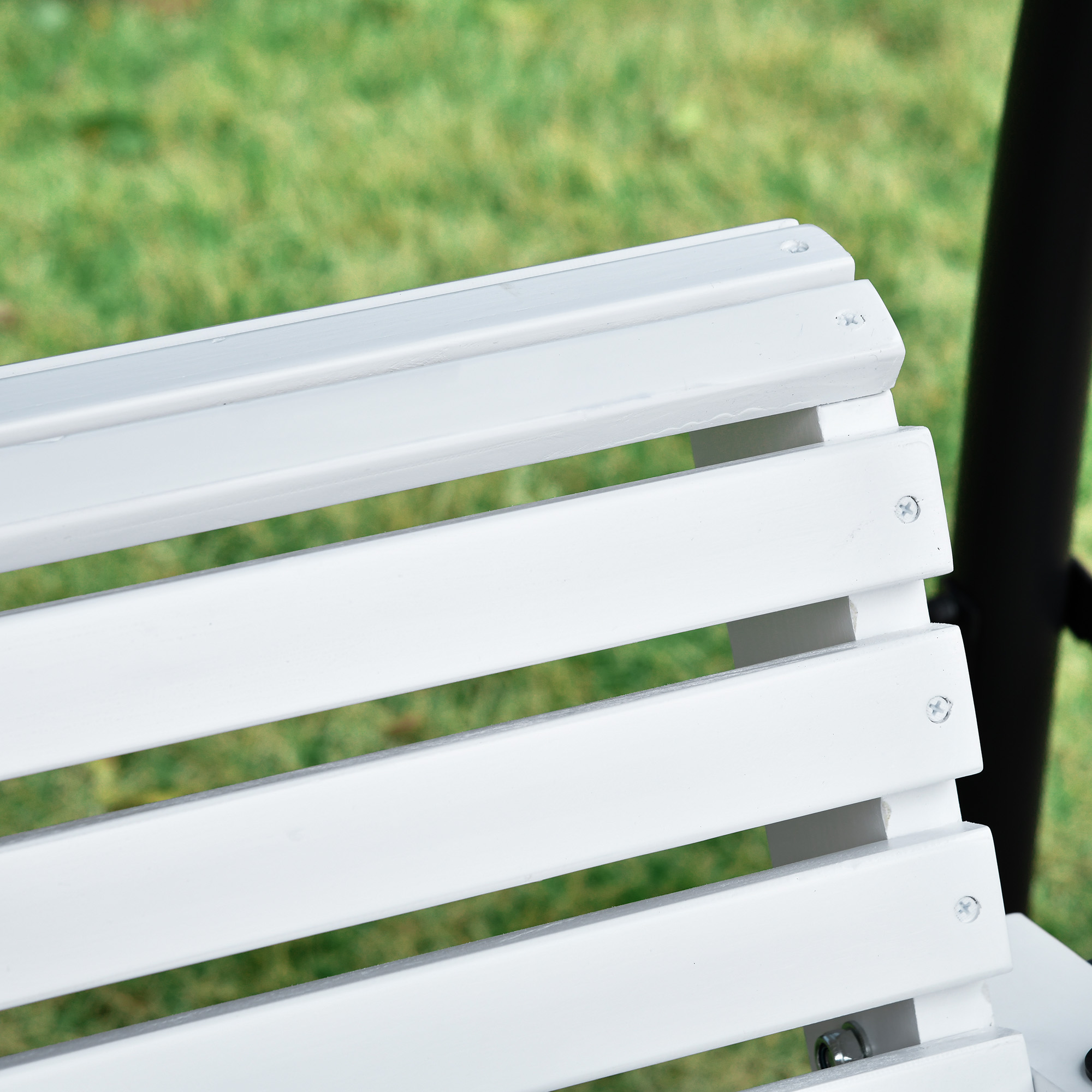  Balansoar Suspendat pentru Exterior din Lemn de Brad cu Masa Rabatabila si Suporturi pentru Pahare, Balansoar de Gradina pentru 2-3 Locuri, Alb [7]