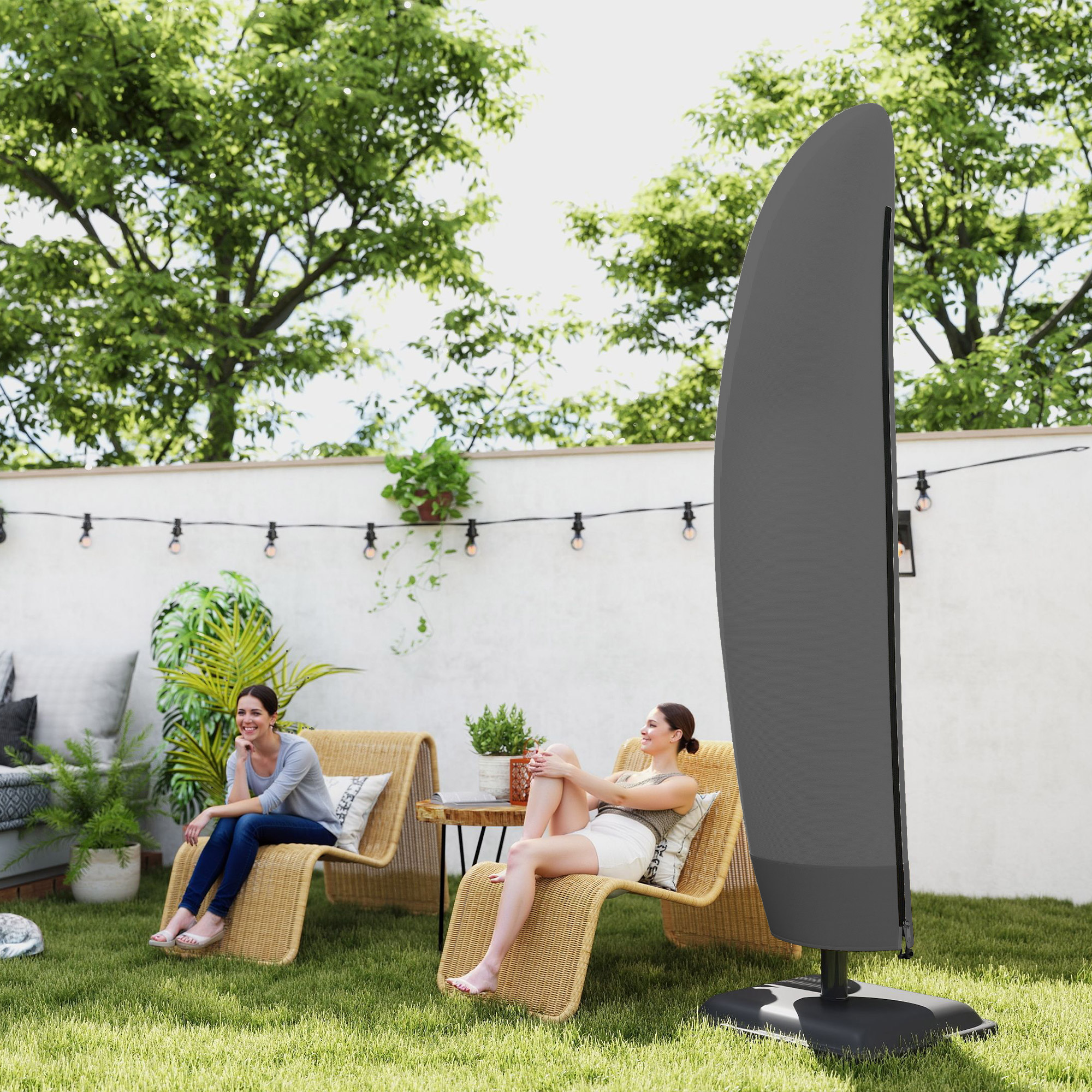  Husa pentru Umbrela 3x3 m Impermeabila, Protectie cu Fermoar si snur, Negru [7]