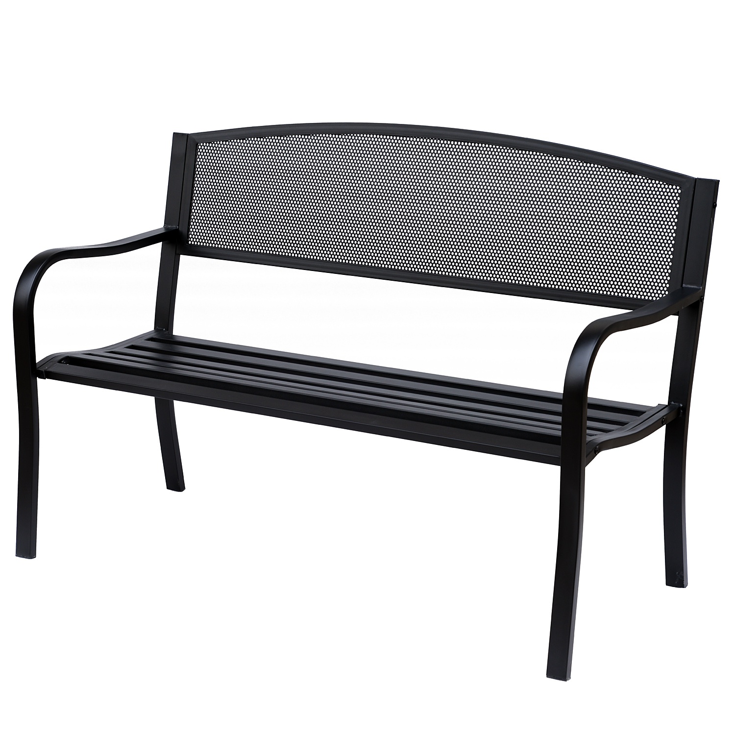 Gradina & balcon -  Banca de exterior din otel, negru, 127x60x85cm