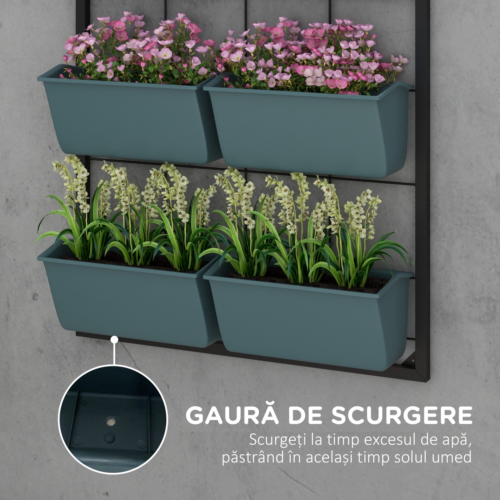  Jardiniera de perete pe 3 nivele cu 6 ghivece pentru int [5]