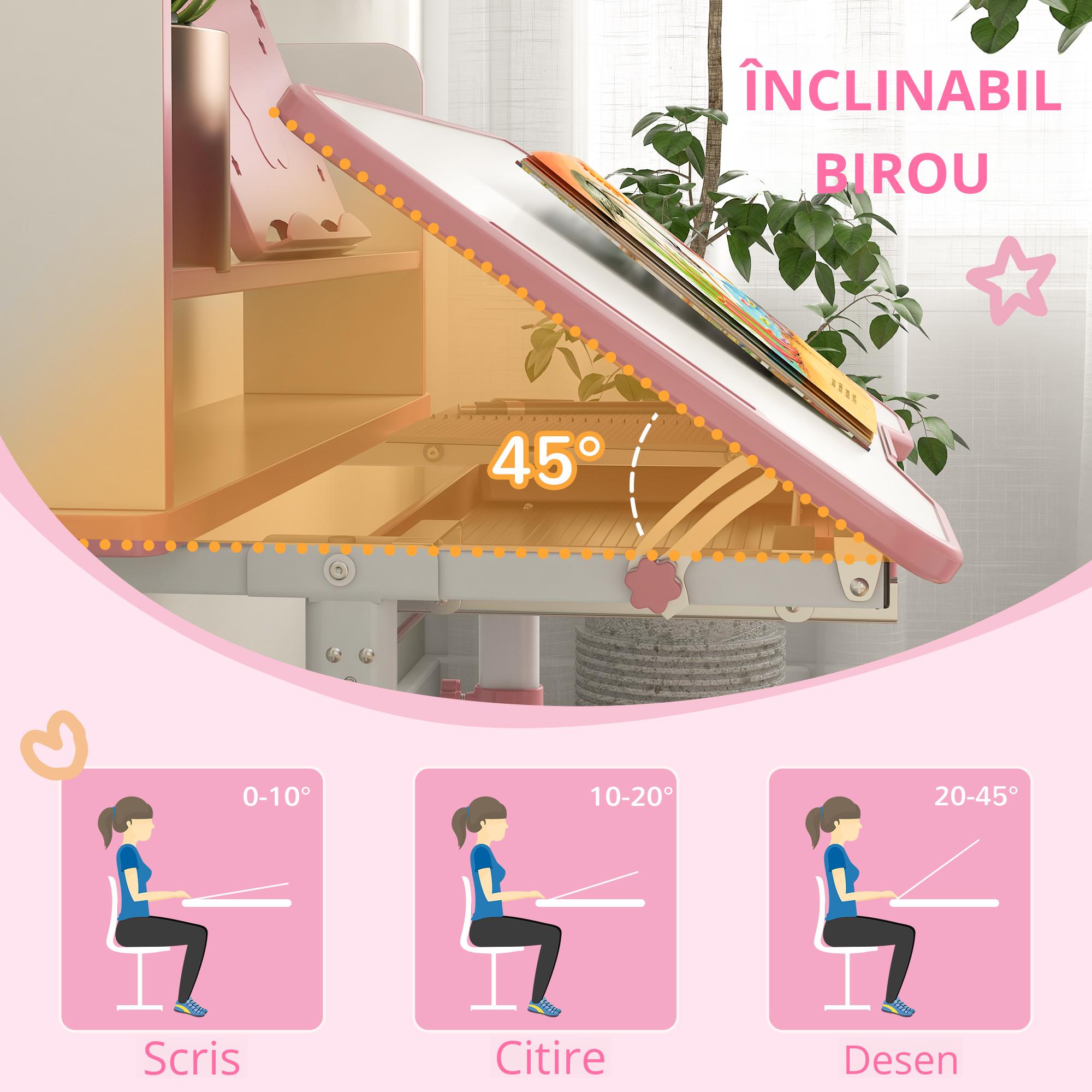  Set Birou Copii Reglabil - Cu Scaun, Sertar si Raft [5]