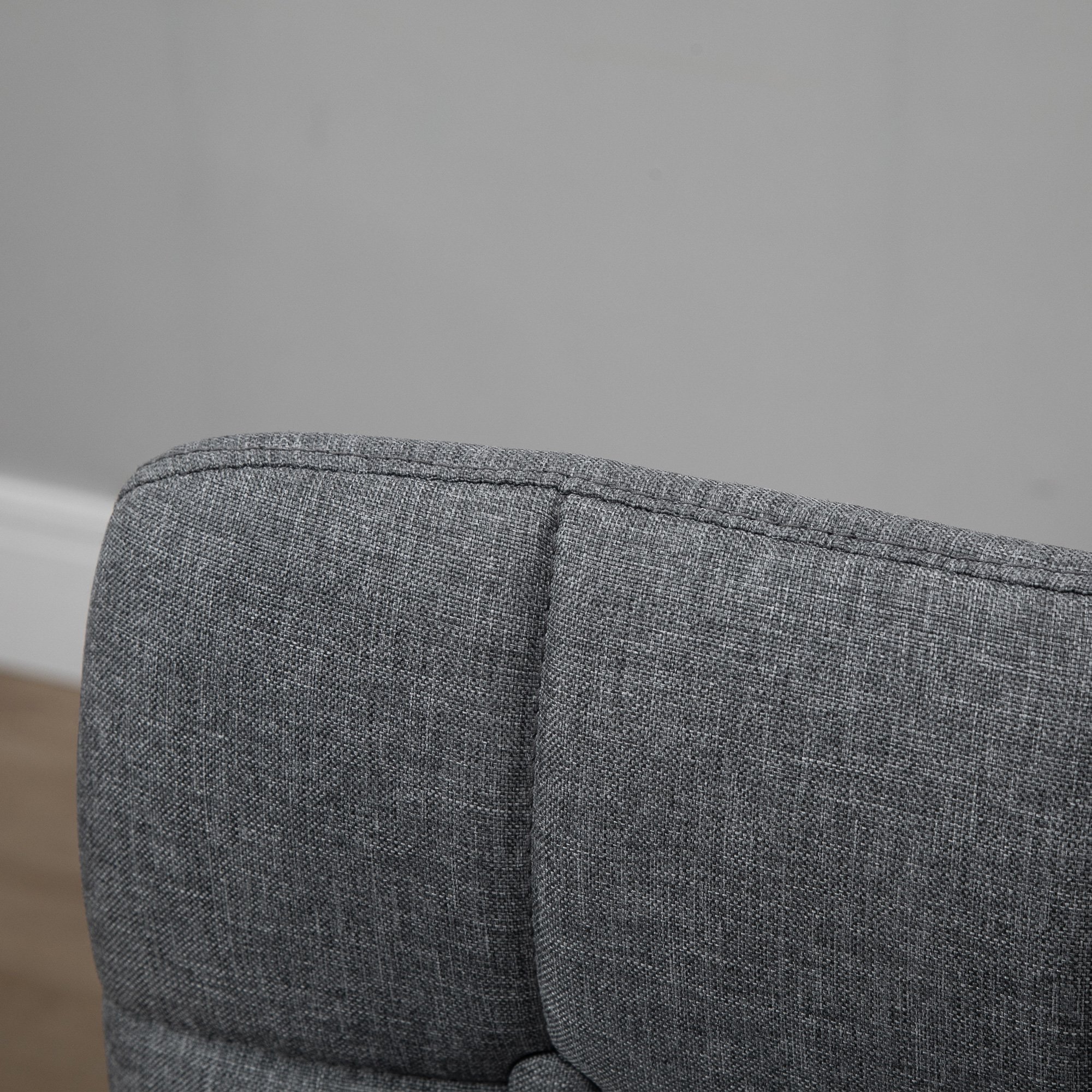  Set 2 Taburete de Bar Capitonate Suport pentru Picioare si Spatar Tesatura si Lemn [6]