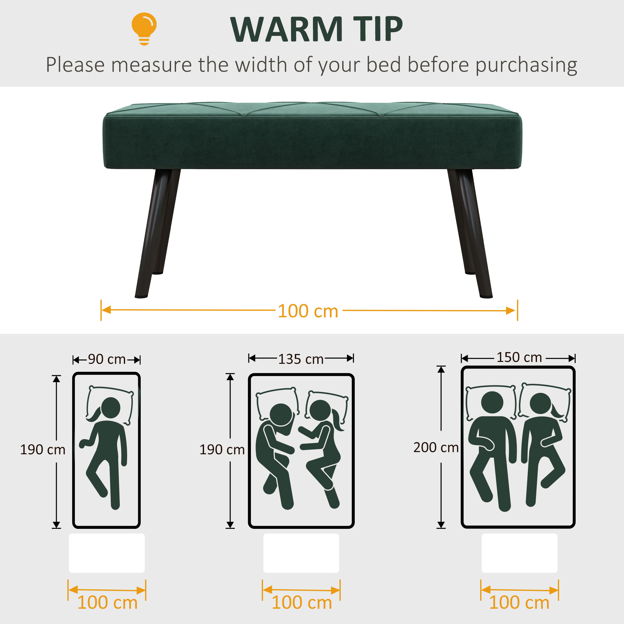  Banca Tapitata pentru Dormitor, din Catifea si Otel, 100x36x45 cm, Verde si Negru [6]