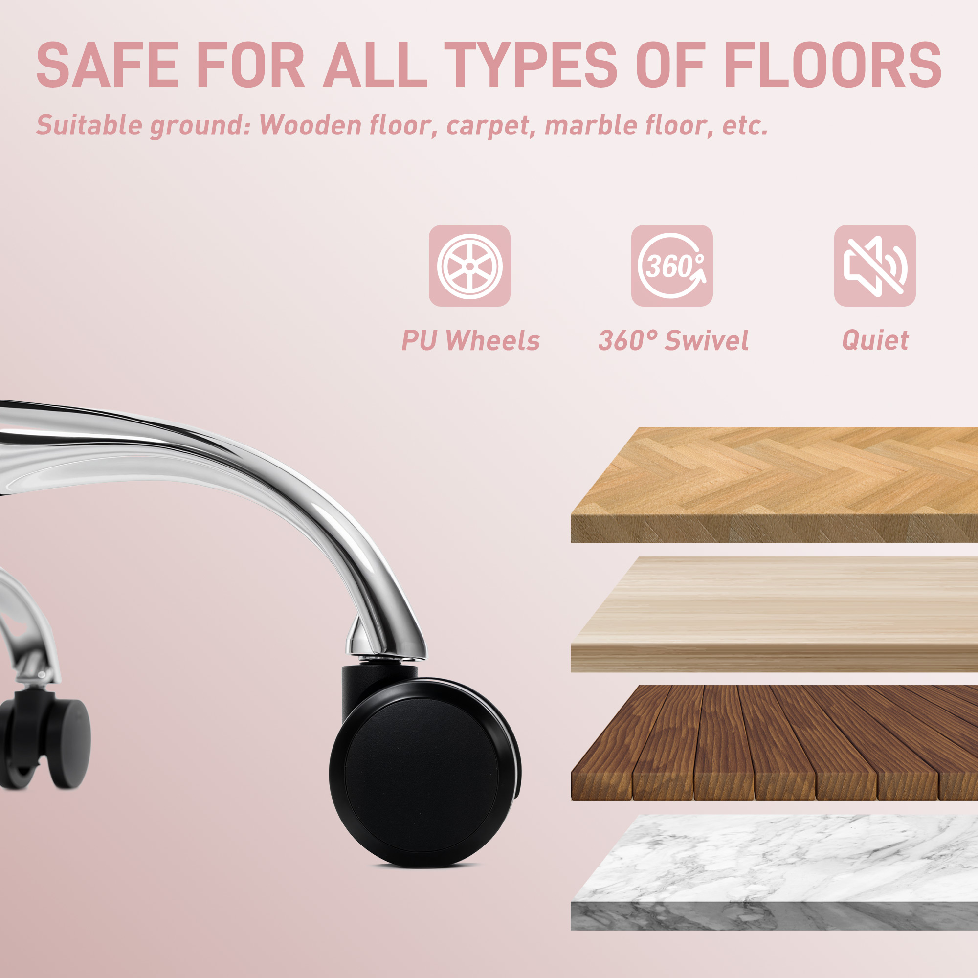  Scaun de birou ergonomic cu brate reglabile, suport pentru picioare si tetiera, roz [8]