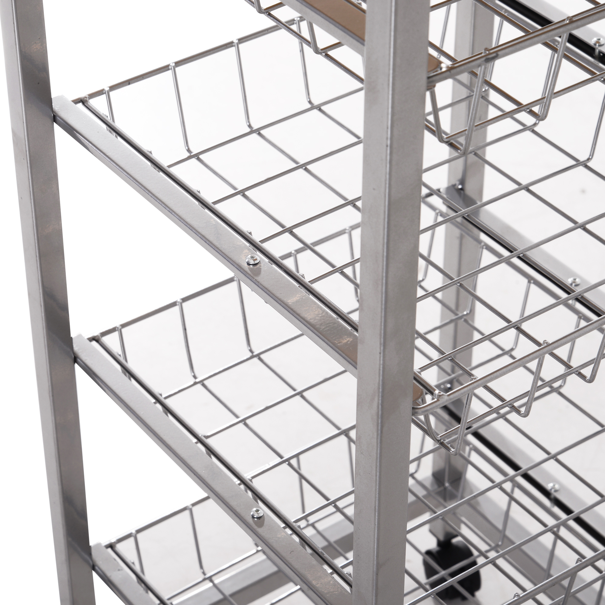  Carucior de Bucatarie cu 4 Cosuri Detasabile pentru Alimente, 36,5x36,5x89 cm, Argintiu [8]