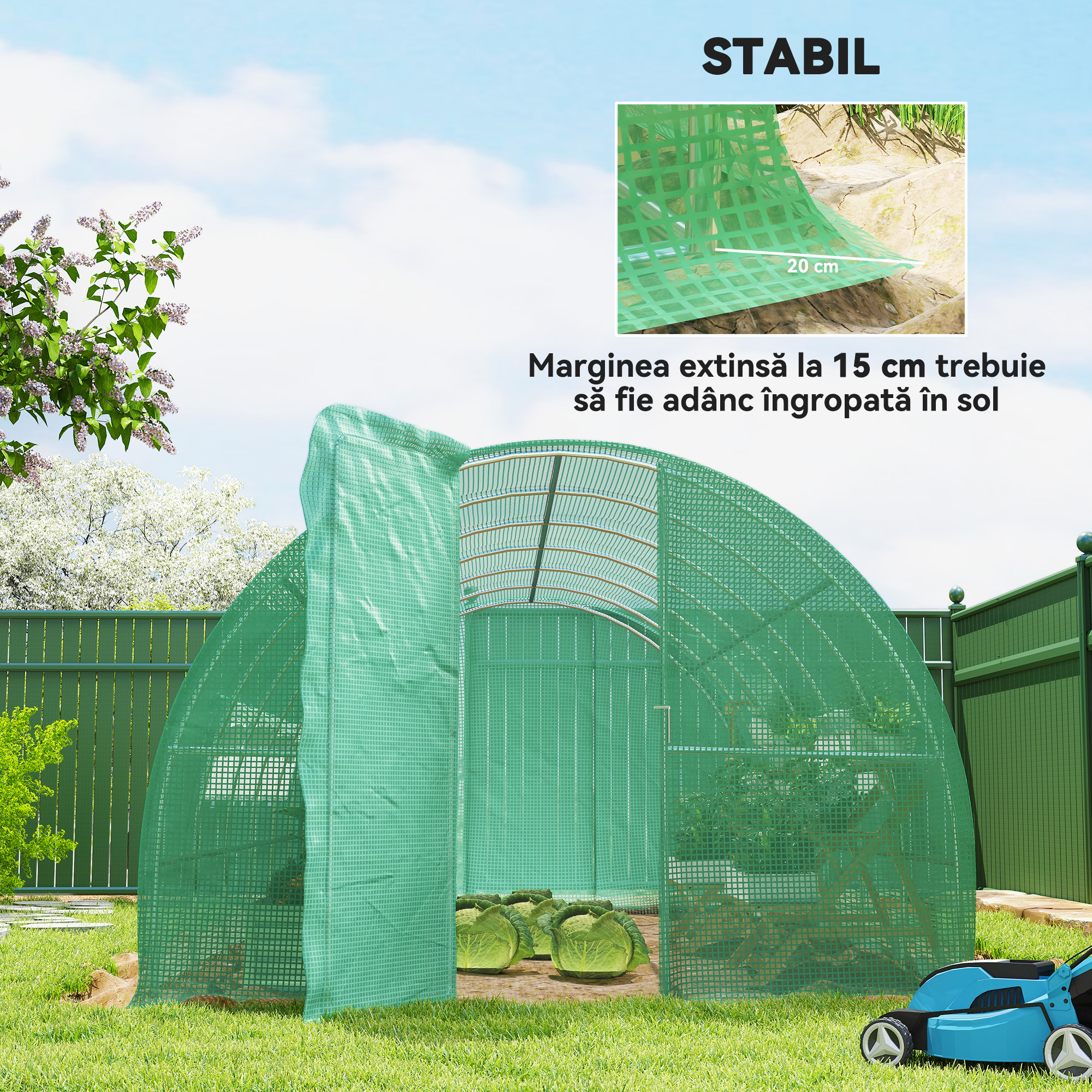  Sera de Gradina Tunel pentru Cultivare Plante in PE, 600x300x200cm, usa unica [4]