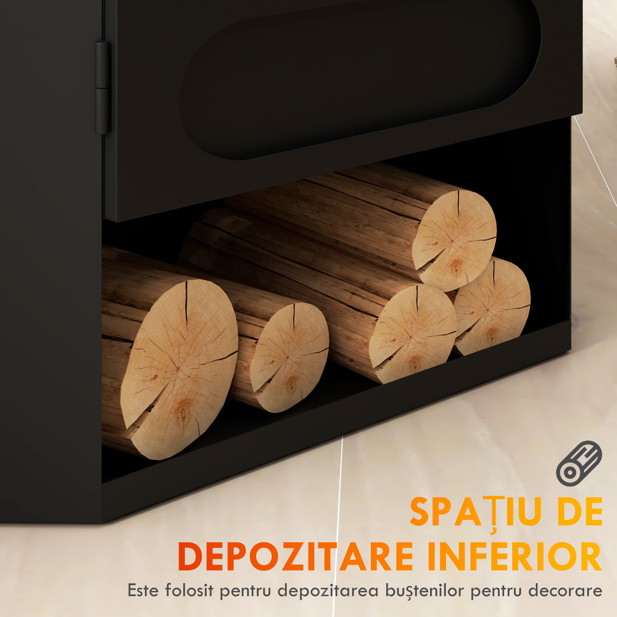  semineu pe Bioetanol Independent, Arzator de 1,2L, Durata 3 Ore, Suprafata incalzita 20-25 m², Negru [5]