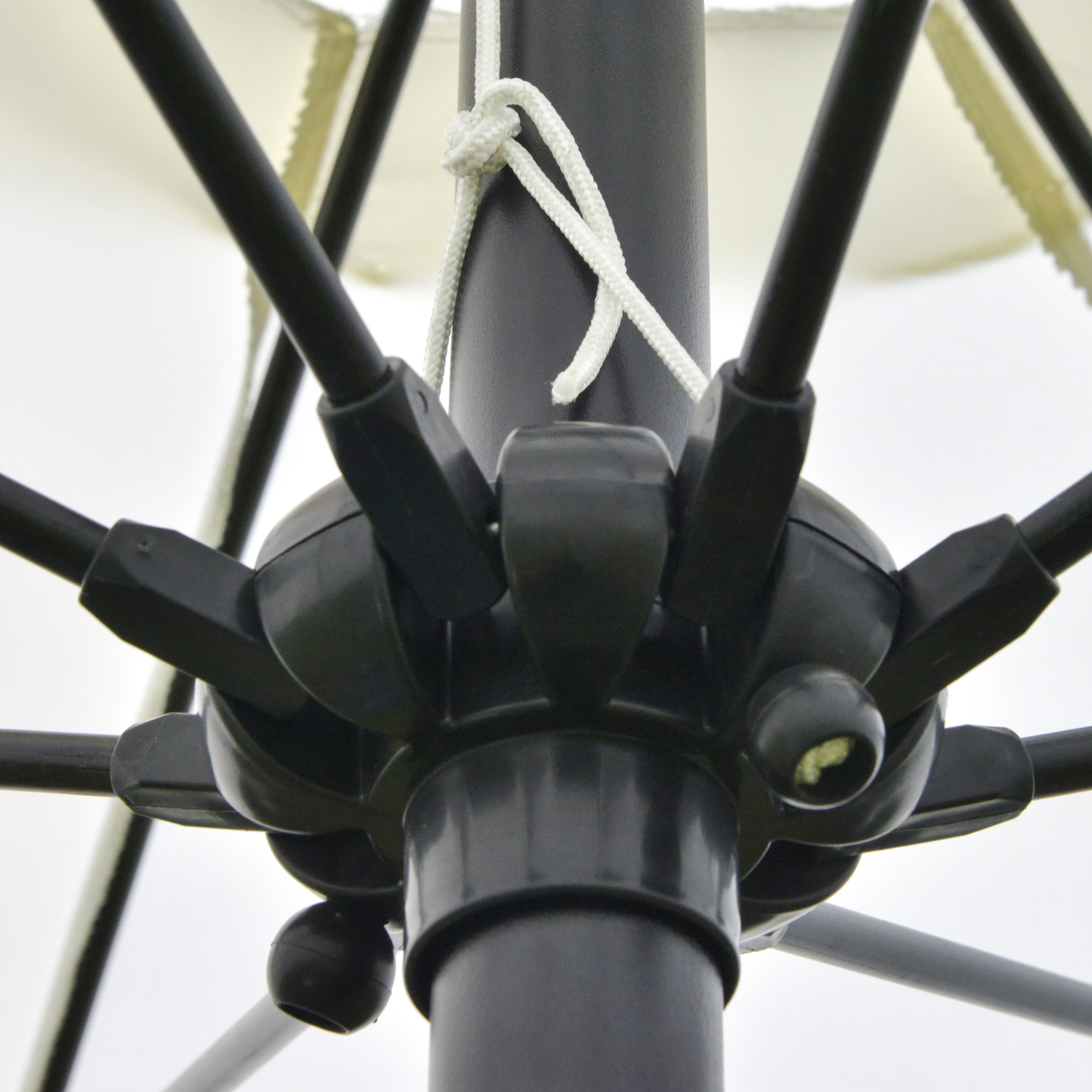  Umbrela de Gradina inclinabila pe 3 Unghiuri, cu Manivela, Ø265x240 cm, Alb Crem [8]