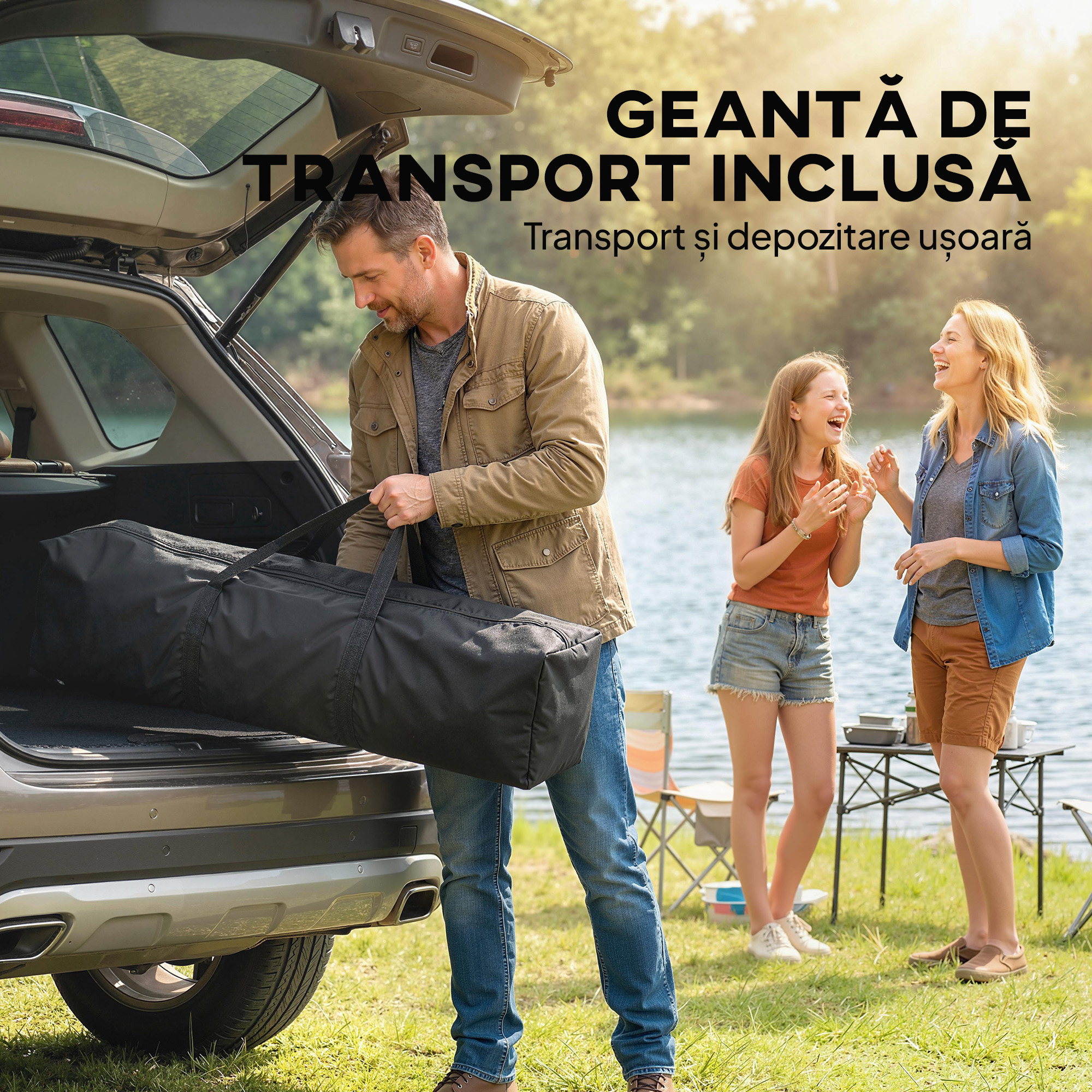  Pavilion Pop-Up pliabil 3.5x3.5 m cu acoperis dublu si geanta, din metal si material Oxford, gri inchis [7]