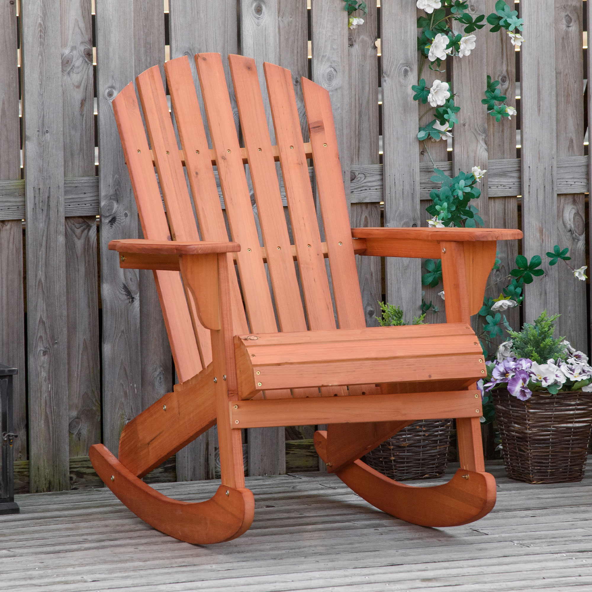  Scaun Adirondack Impermeabil din Lemn pentru Gradina si Exterior, 77x94x97 cm, Lemn Natural [1]