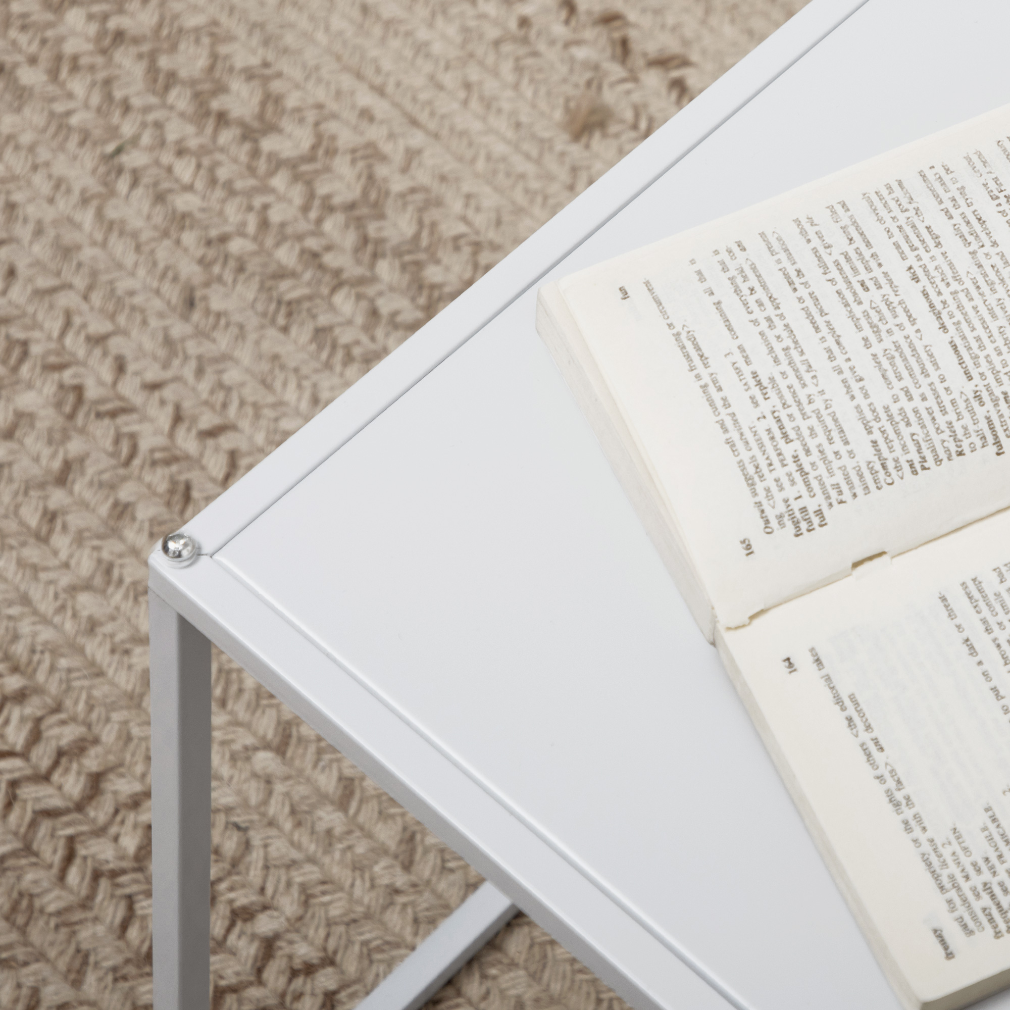  Set de 2 masute de cafea patrate stivuibile, masute laterale si de living din otel, alb [8]