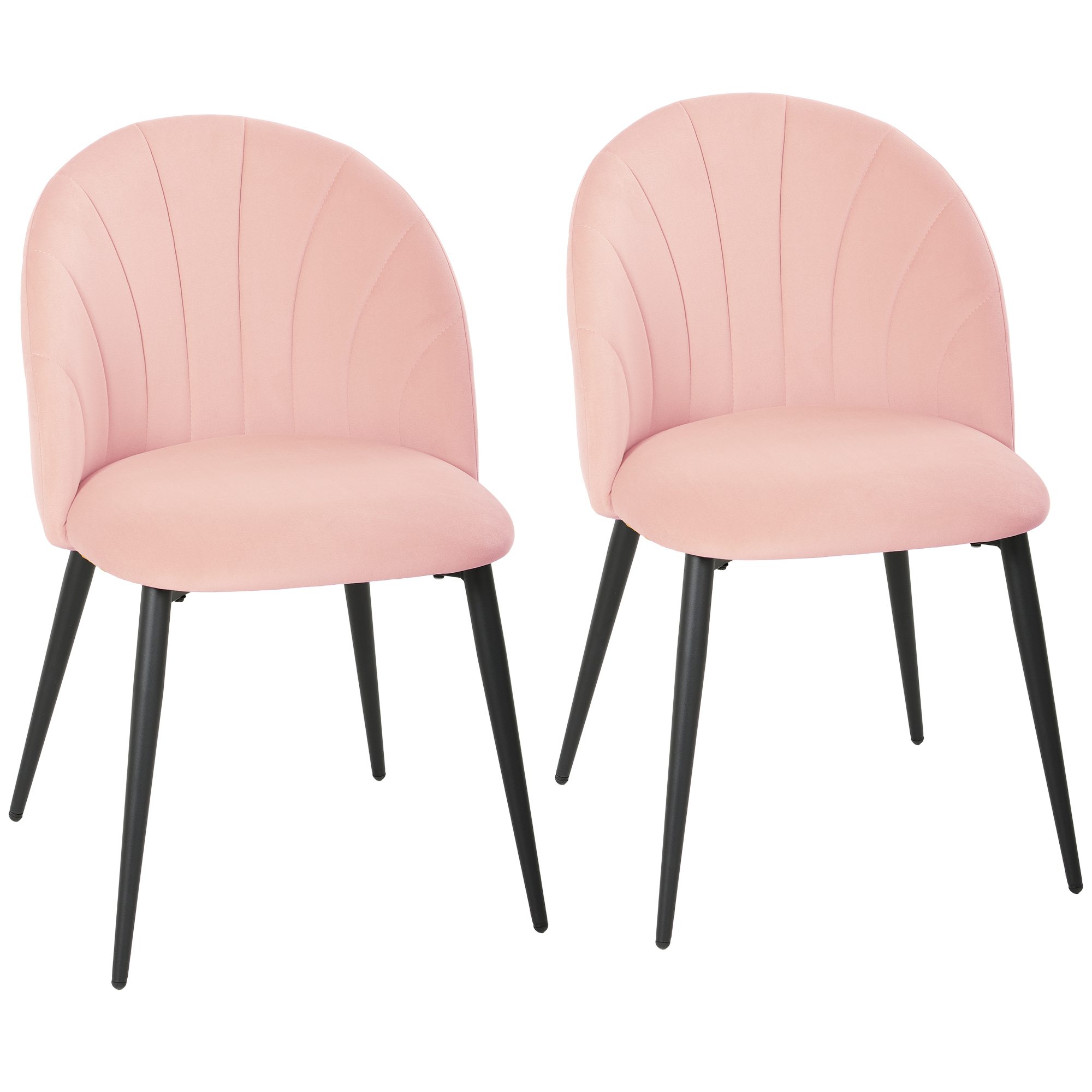 Bucatarie - ,Scaun de Masa,in Forma de Scoica,Catifea, otel,52cm x 55cm x 79cm,Roz